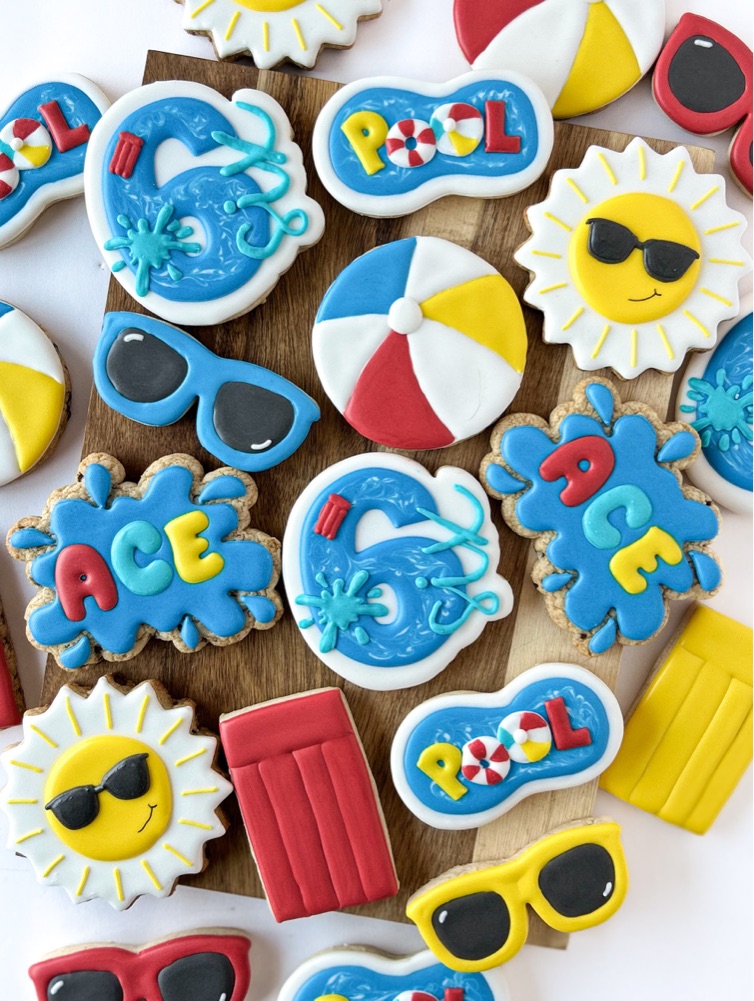 Pool Party Birthday custom sugar cookies