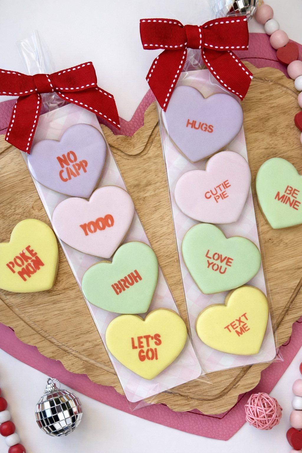 Conversation heart cookies