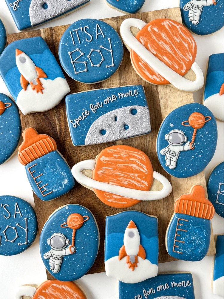 Space Baby Shower Cookies