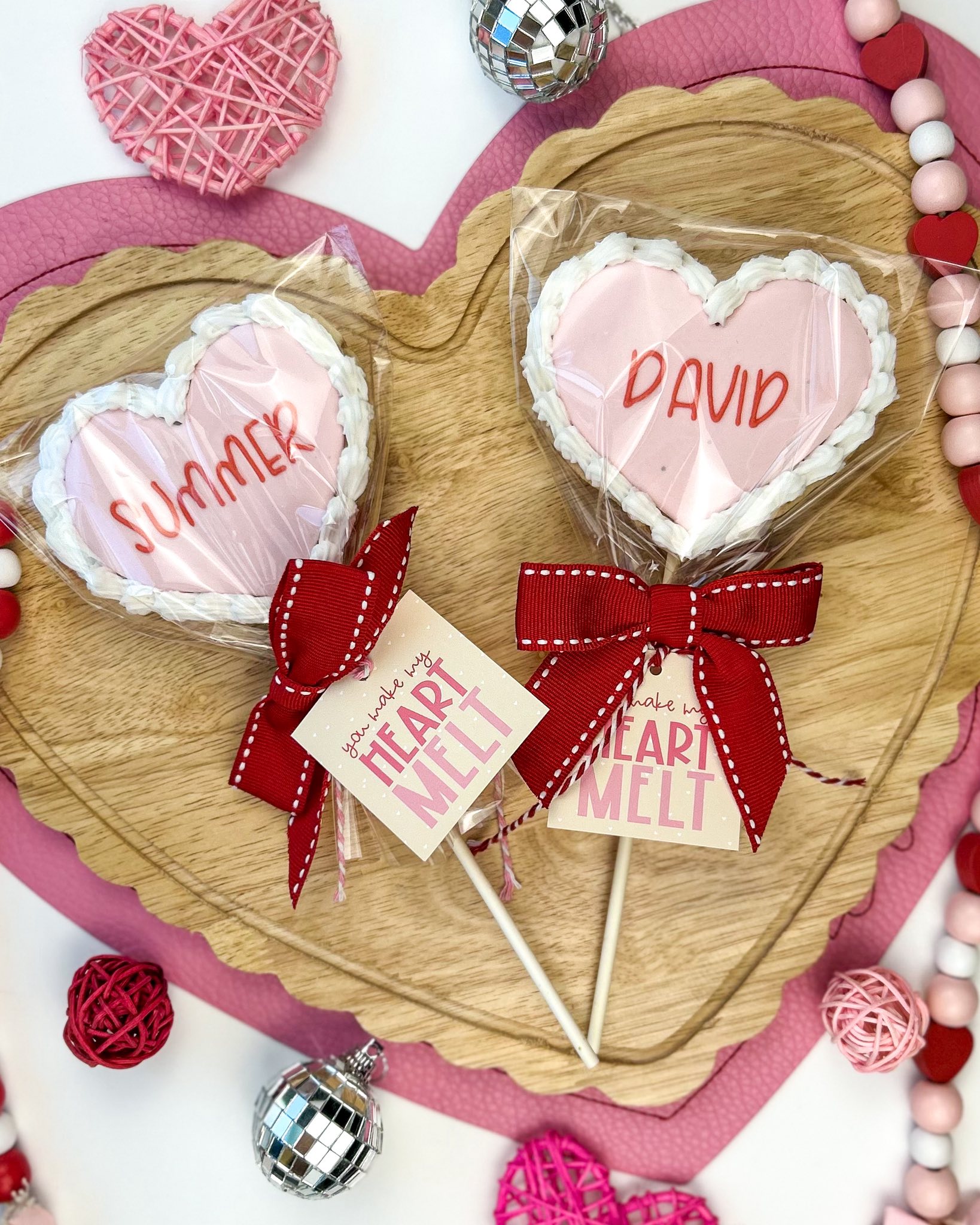 Custom valentines day cookie pops