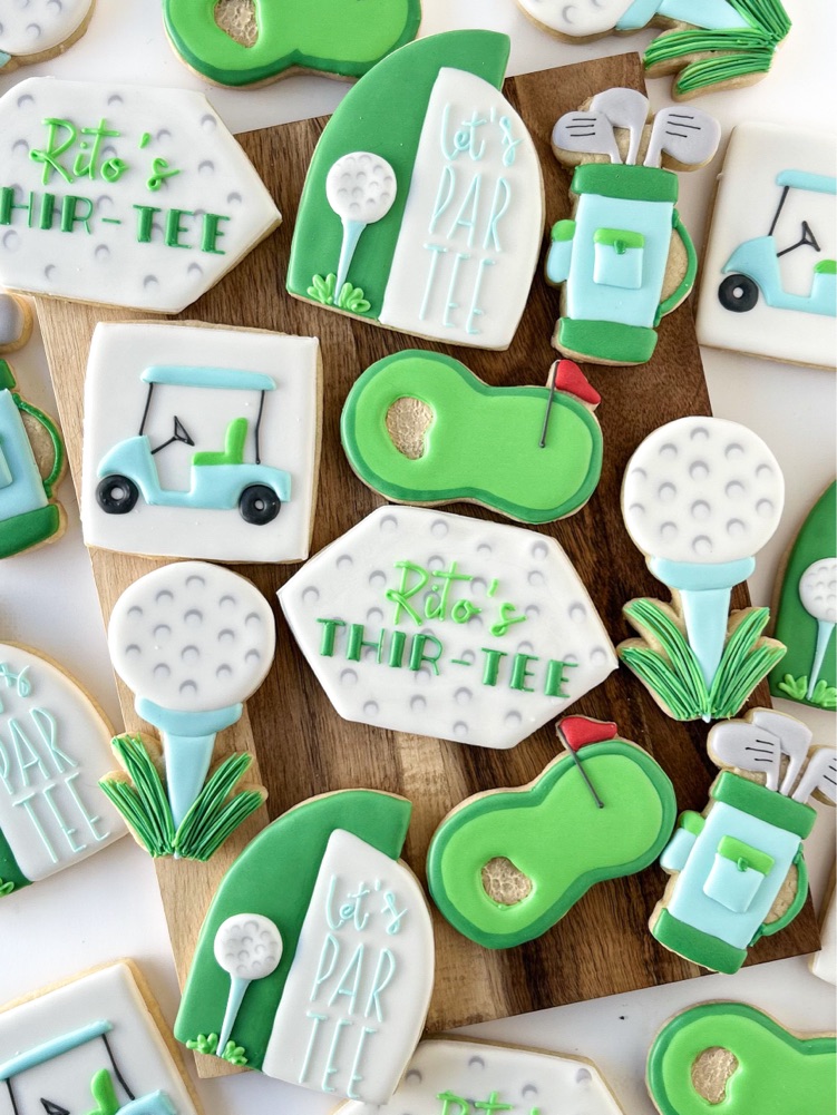 Golf theme thirtee custom sugar cookies