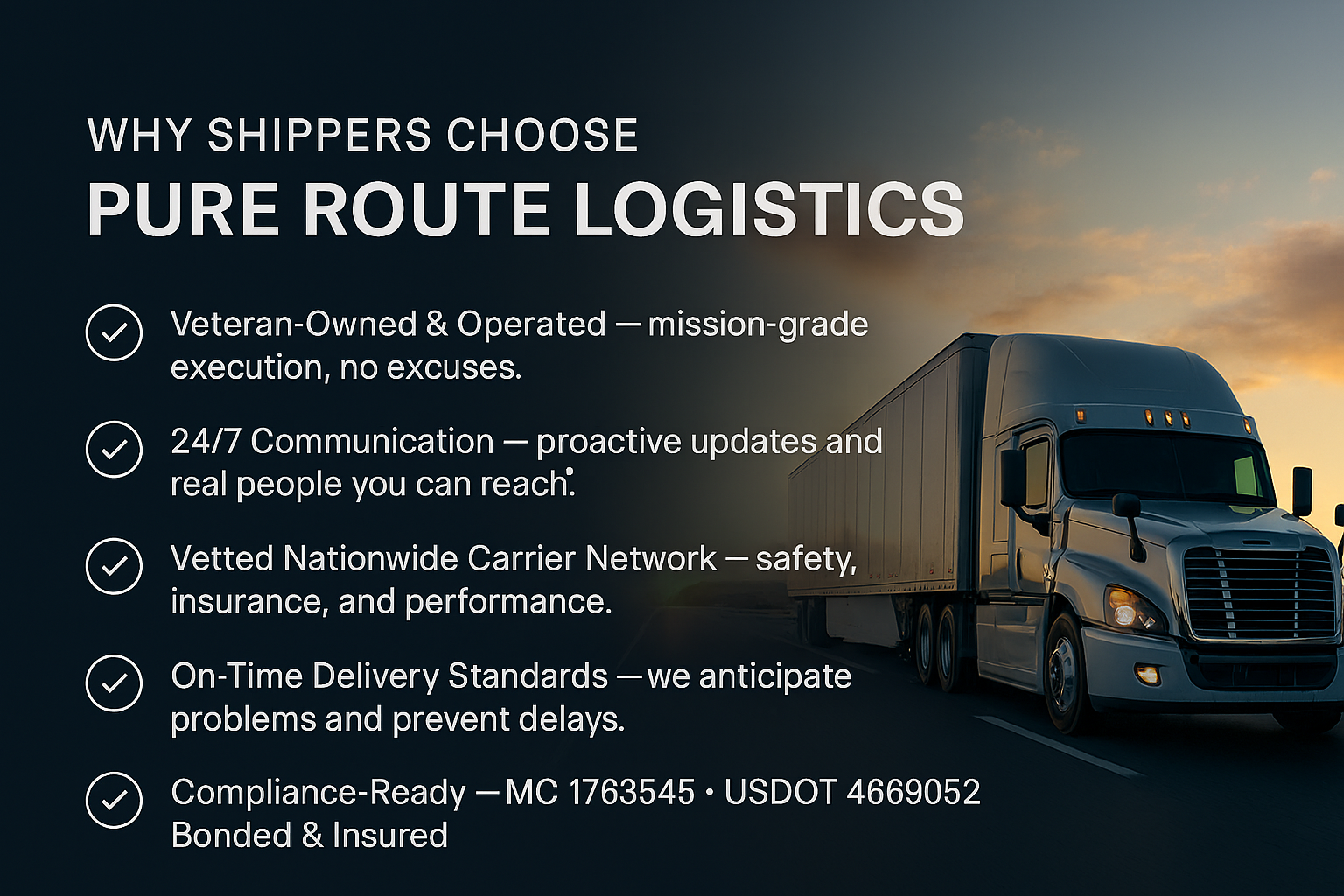 Contact Pure Route Logistics | Freight Quotes & Support's image