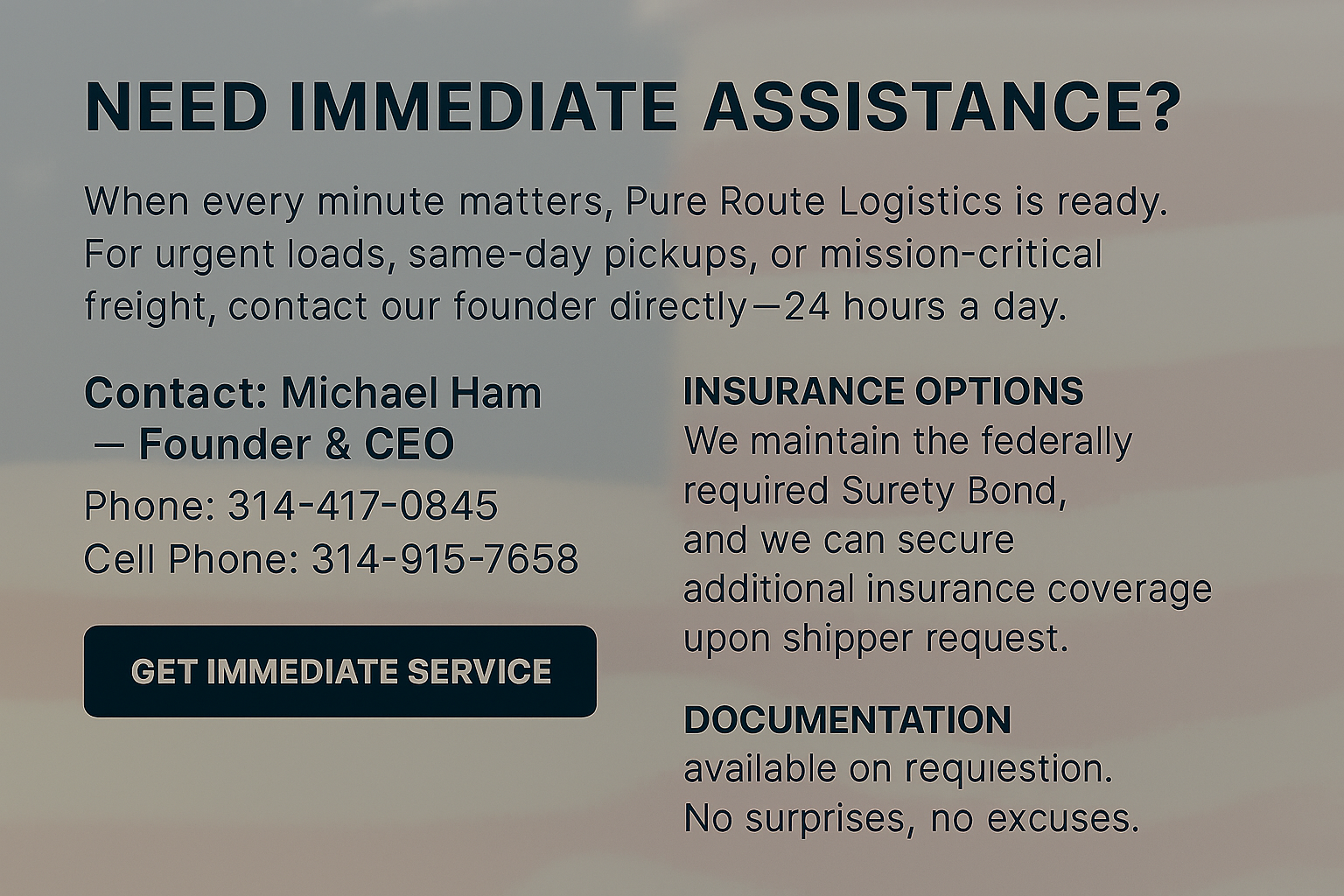 Contact Pure Route Logistics | Freight Quotes & Support's image