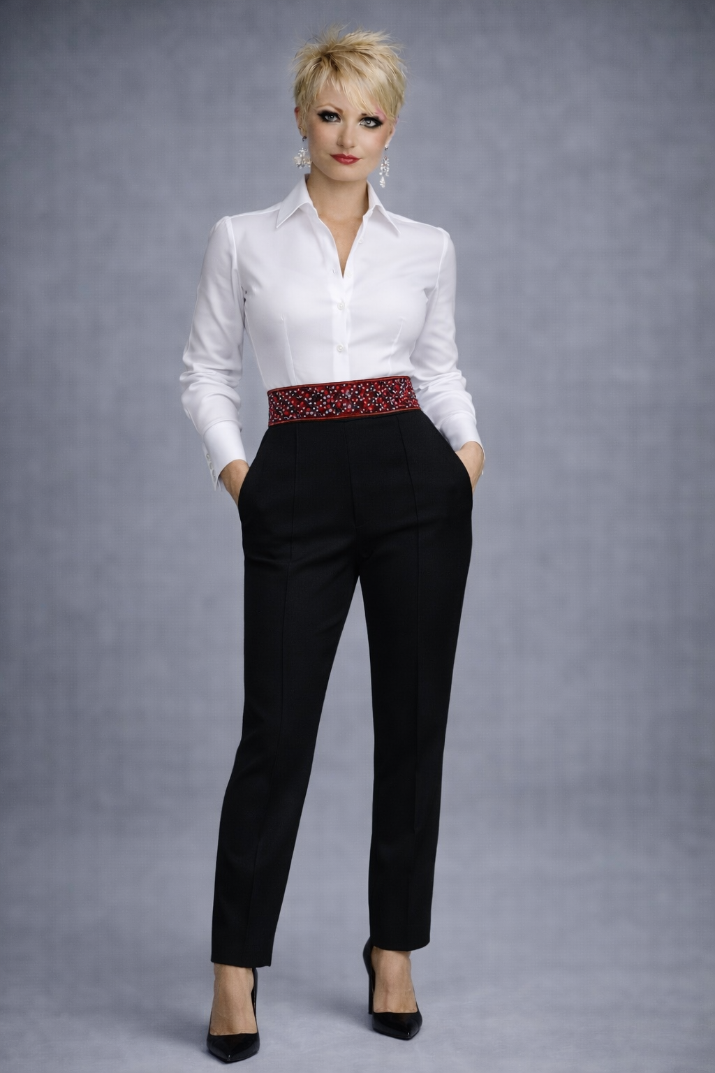 Smart White Blouse/Black Trousers C/band