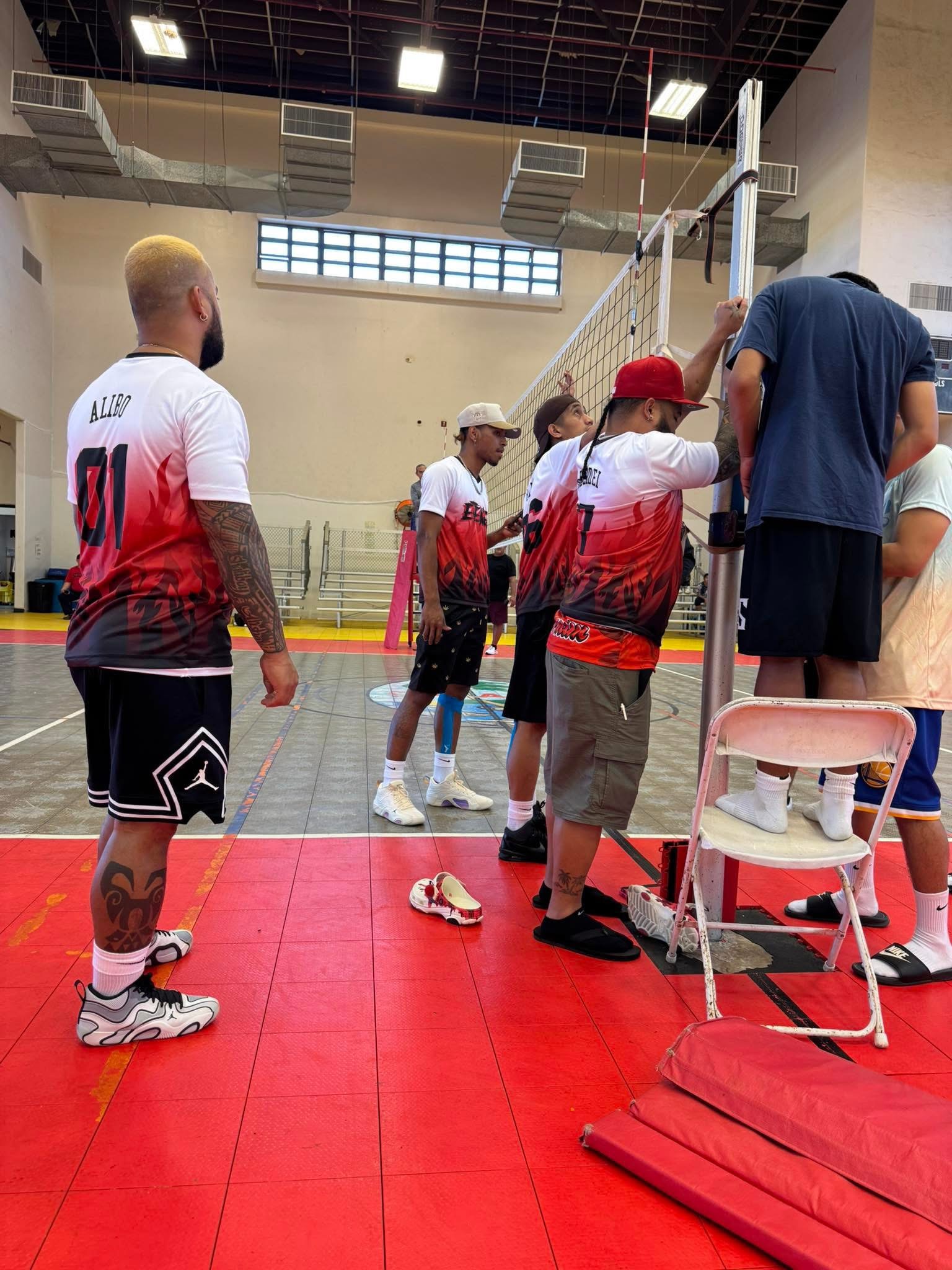 Setting up eteneki volleyball Guam 2025