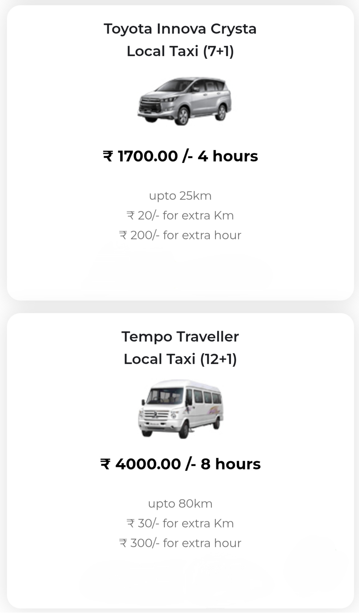Innova and Tempo traveller 