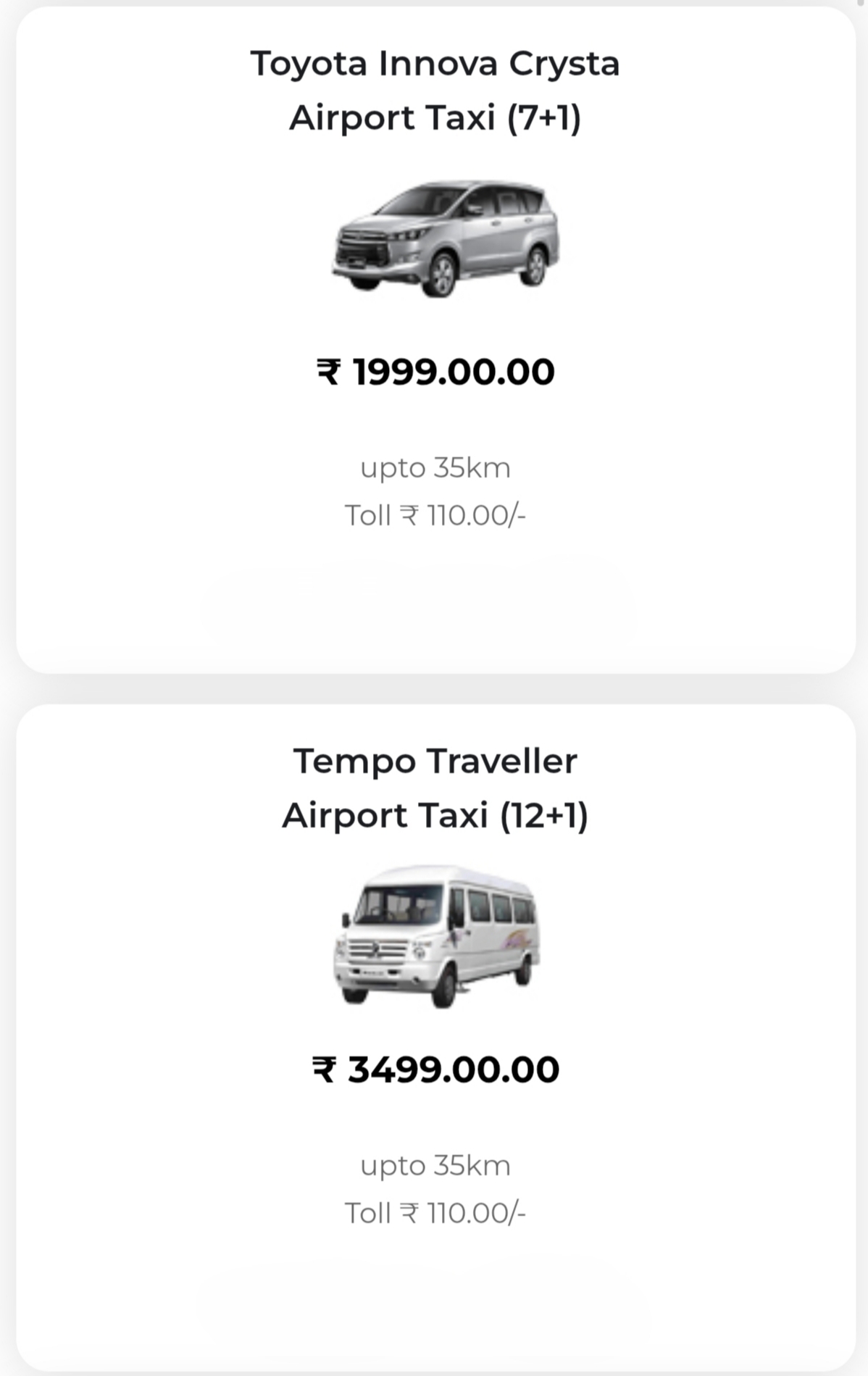 Innova and Tempo traveller 