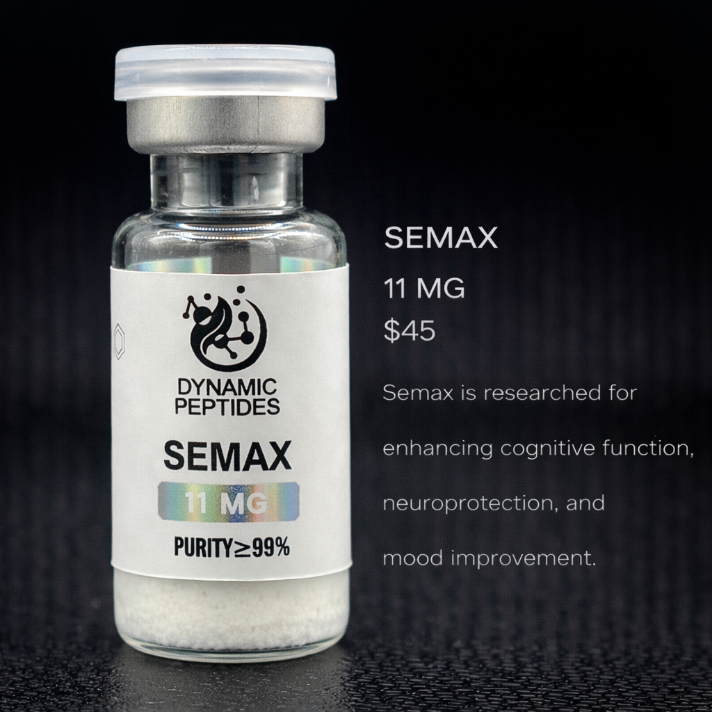 Semax is a synthetic peptide studied in neuroscience research for its interaction with neuropeptide signaling pathways. Research literature has explored its role in cognitive and neurochemical modeling under experimental conditions. For research use only.