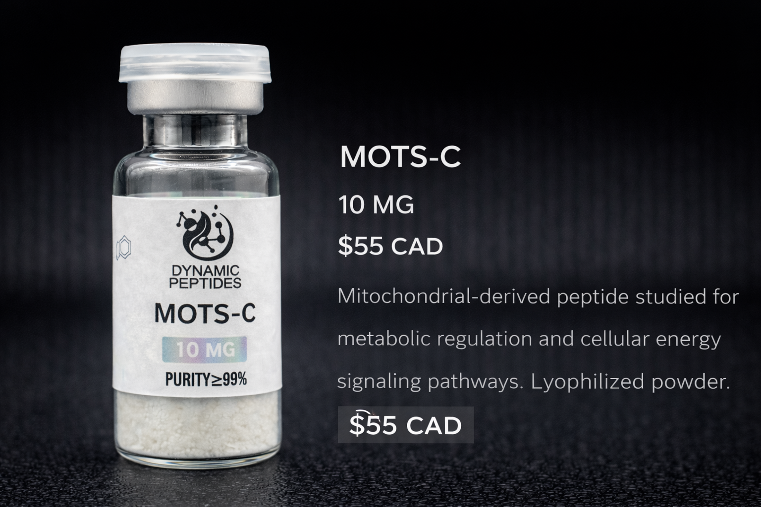 Mitochondrial-derived peptide studied for metabolic regulation and cellular energy signaling pathways. Lyophilized powder.