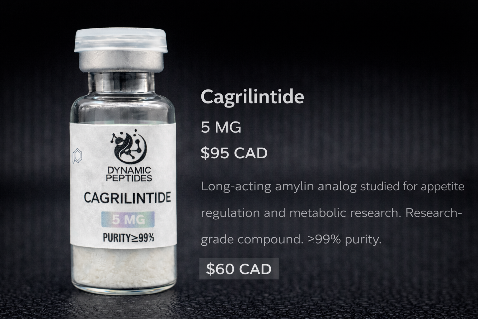 Long-acting amylin analog studied for appetite regulation and metabolic research. Research- grade compound. >99% purity.