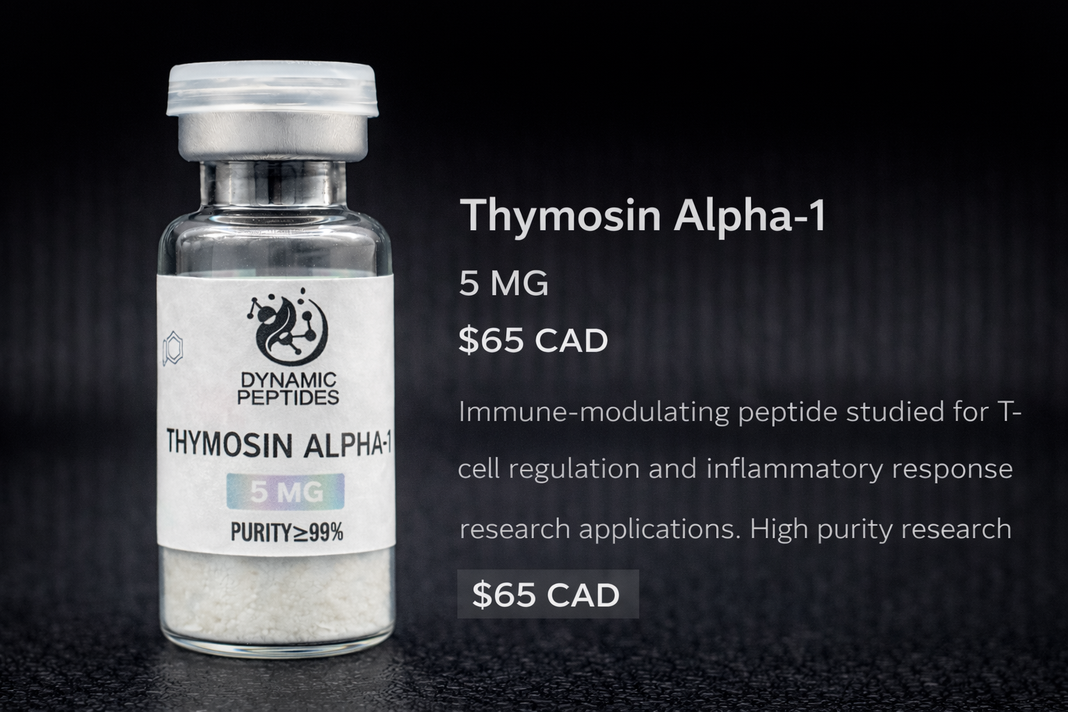 Immune-modulating peptide studied for T- cell regulation and inflammatory response research applications. High purity research