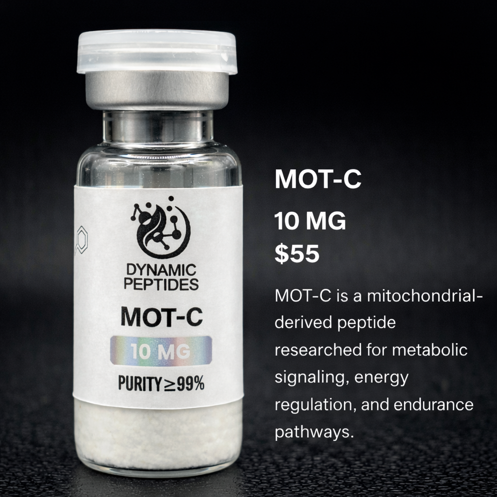 MOT-C is a mitochondrial-derived peptide studied in laboratory research for its role in cellular energy regulation and metabolic signaling pathways. Scientific investigations have focused on MOT-C’s influence within mitochondrial communication models and 