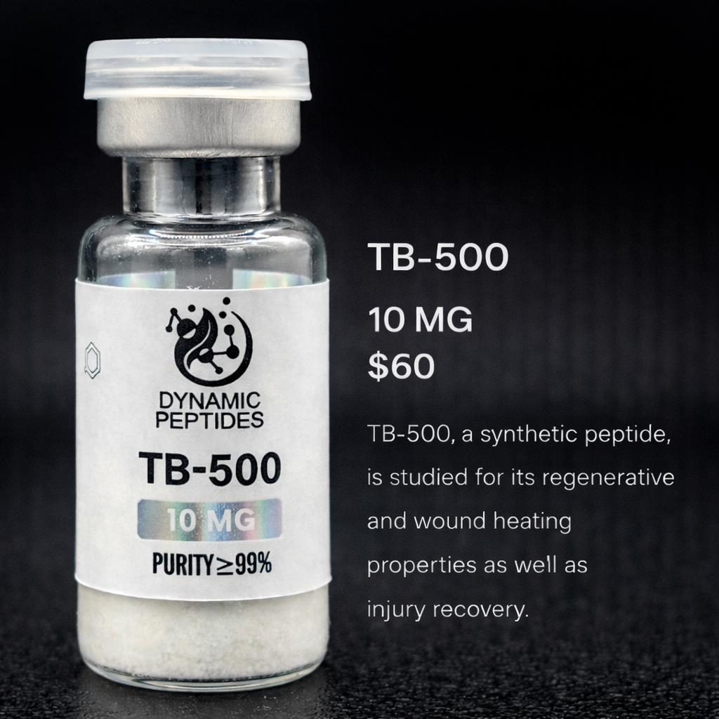 TB-500 is a synthetic peptide fragment studied extensively in cellular, tissue, and structural biology research involving tissue dynamics and cellular repair mechanisms. For research purposes only.