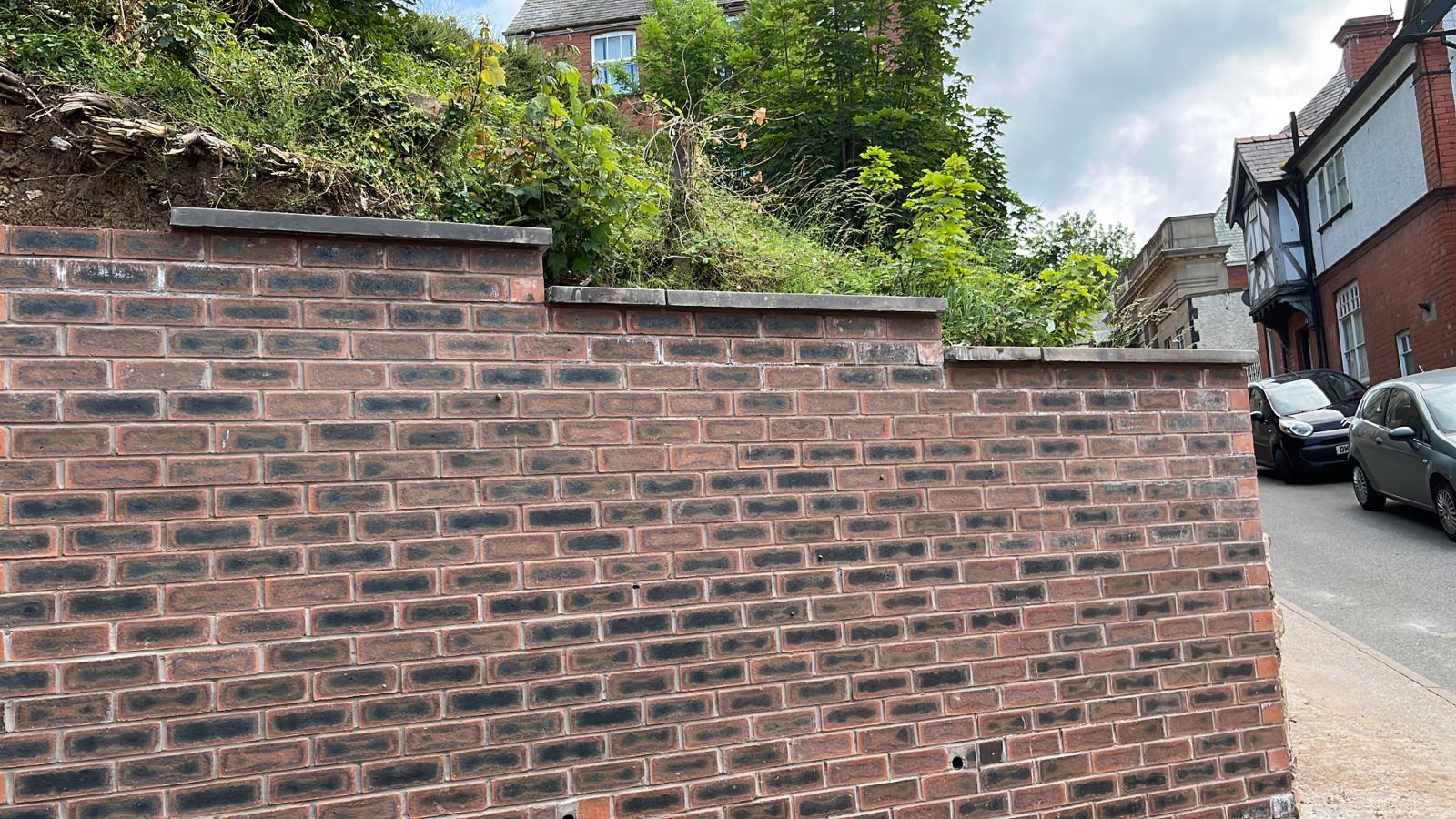 Brick retaining wall