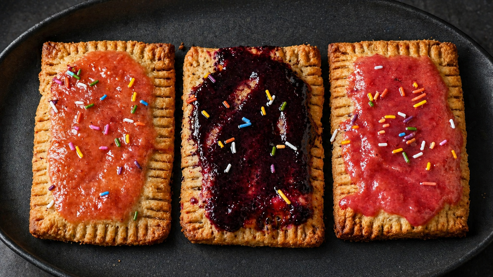 Pop tarts: strawberry, blueberry, raspberry 