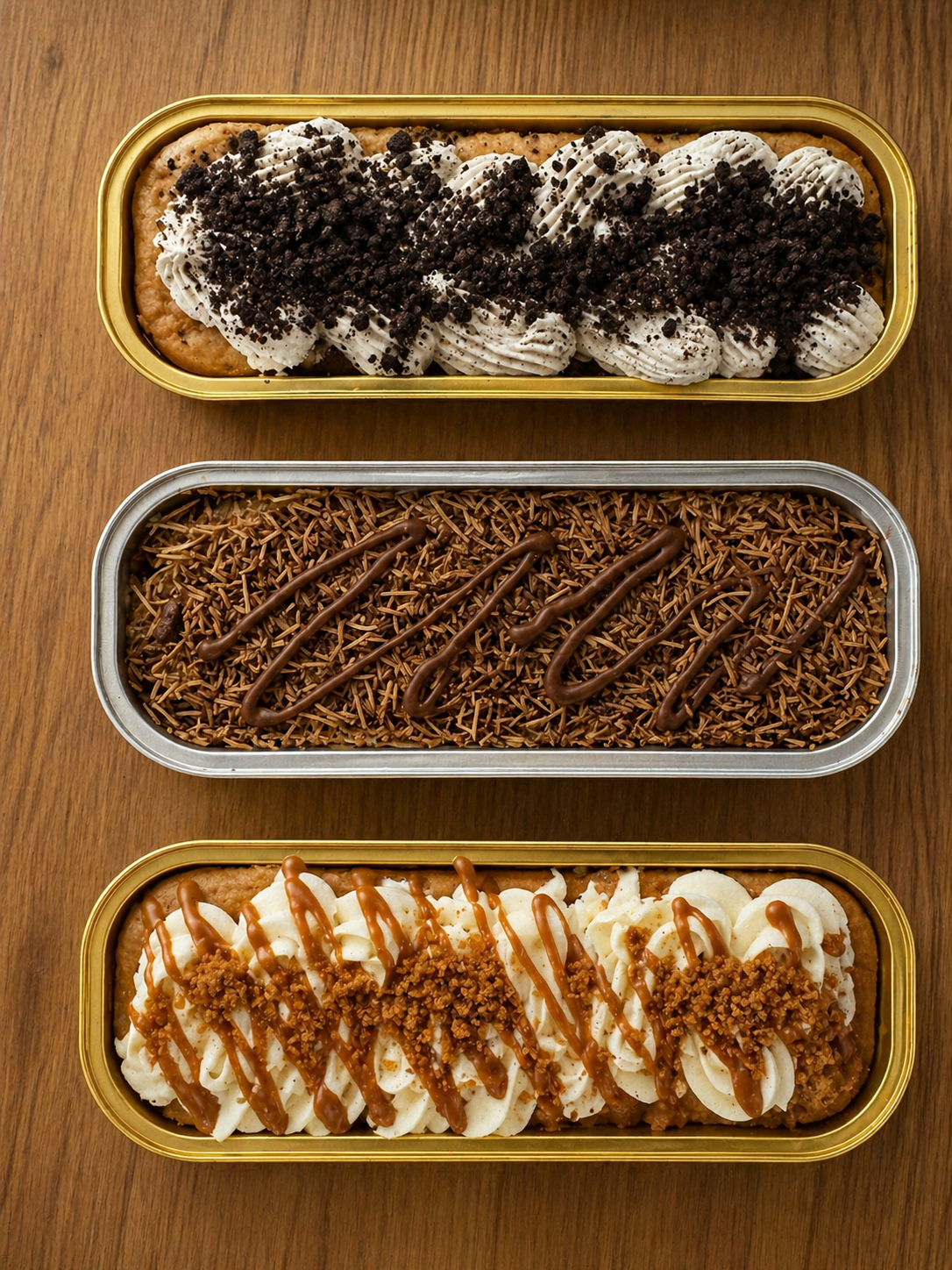 Mini cakes: biscoff, Dubai chocolate, Oreo 