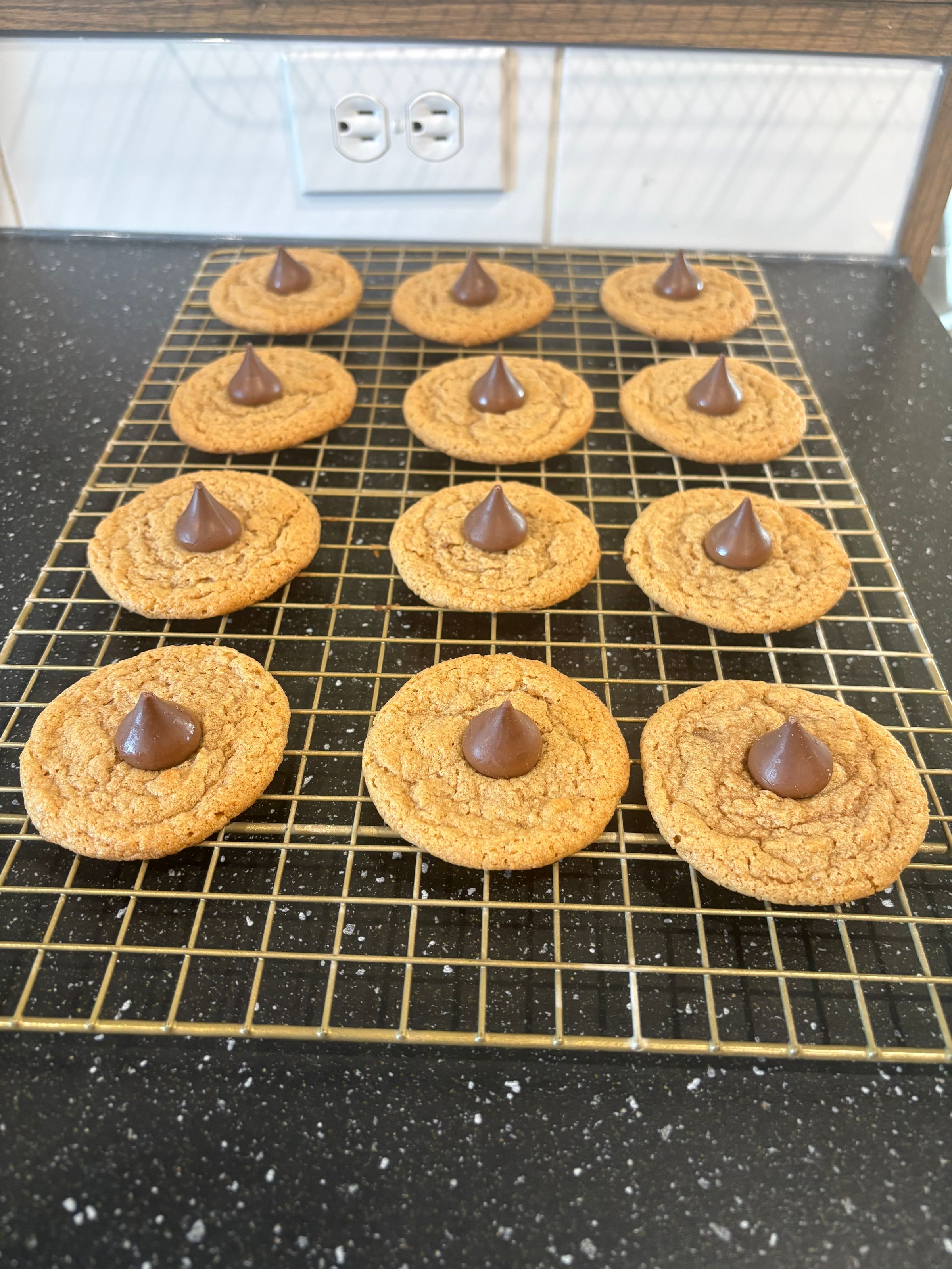 Peanut butter cookie with Hershey kiss chocolate