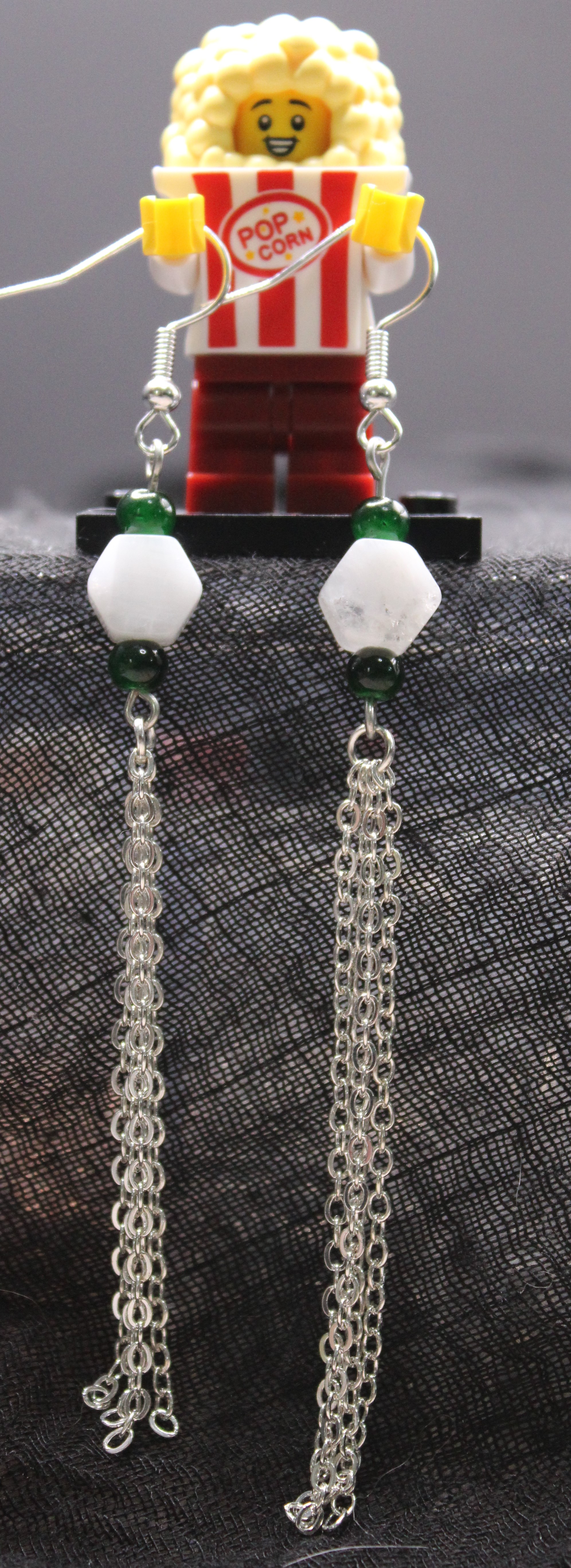 Moonstone Dangle Earrings (Green)