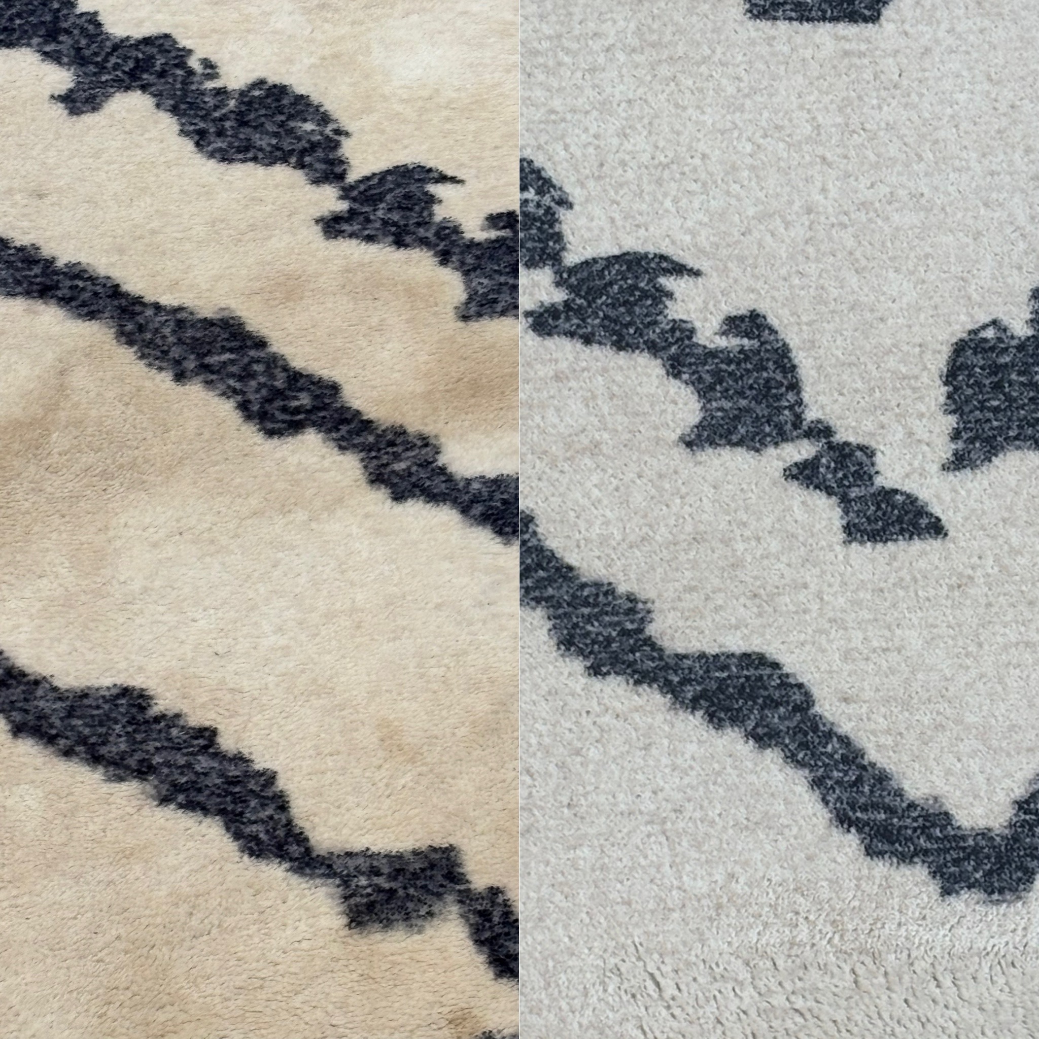 Before and after carpet washing 