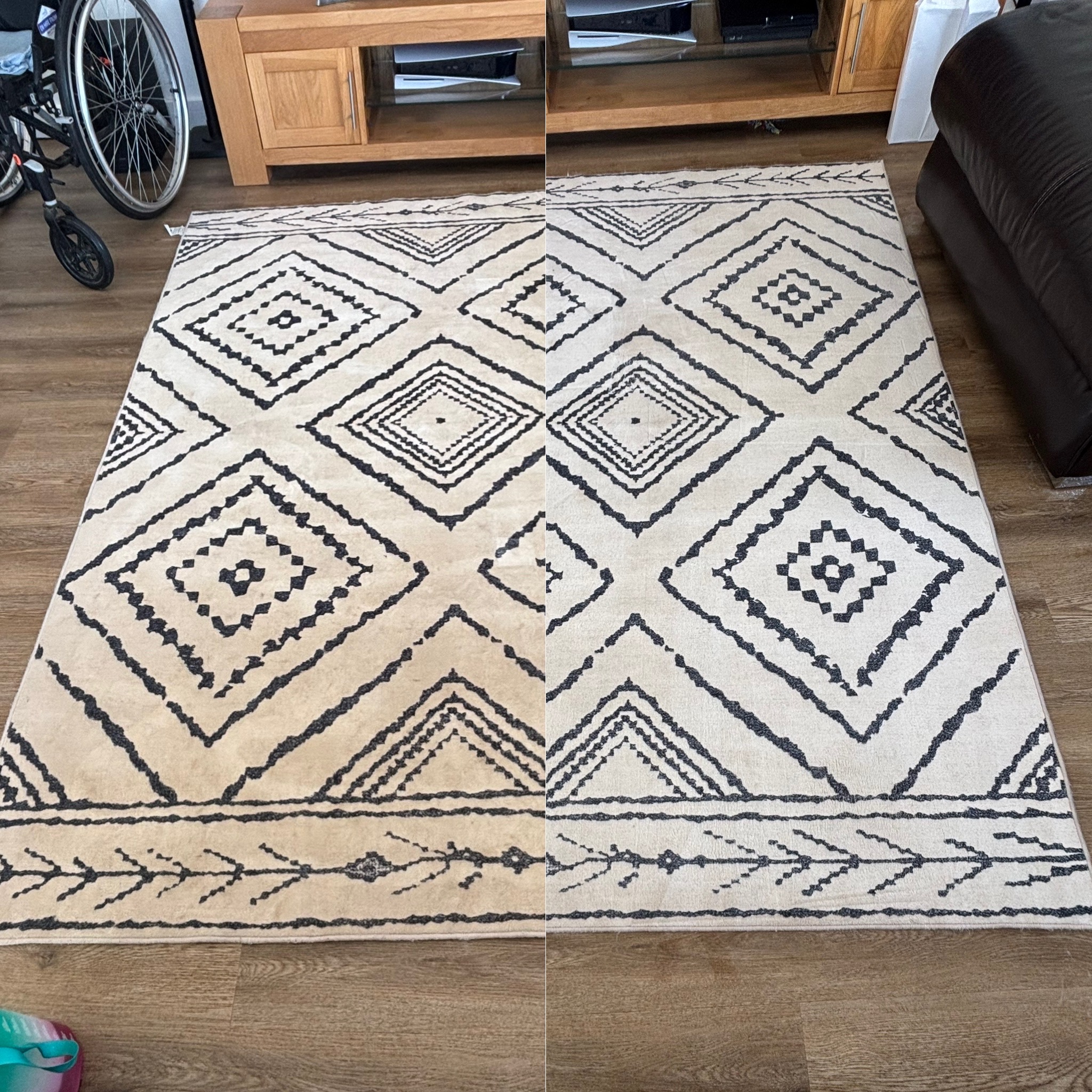 Before and after carpet washing 