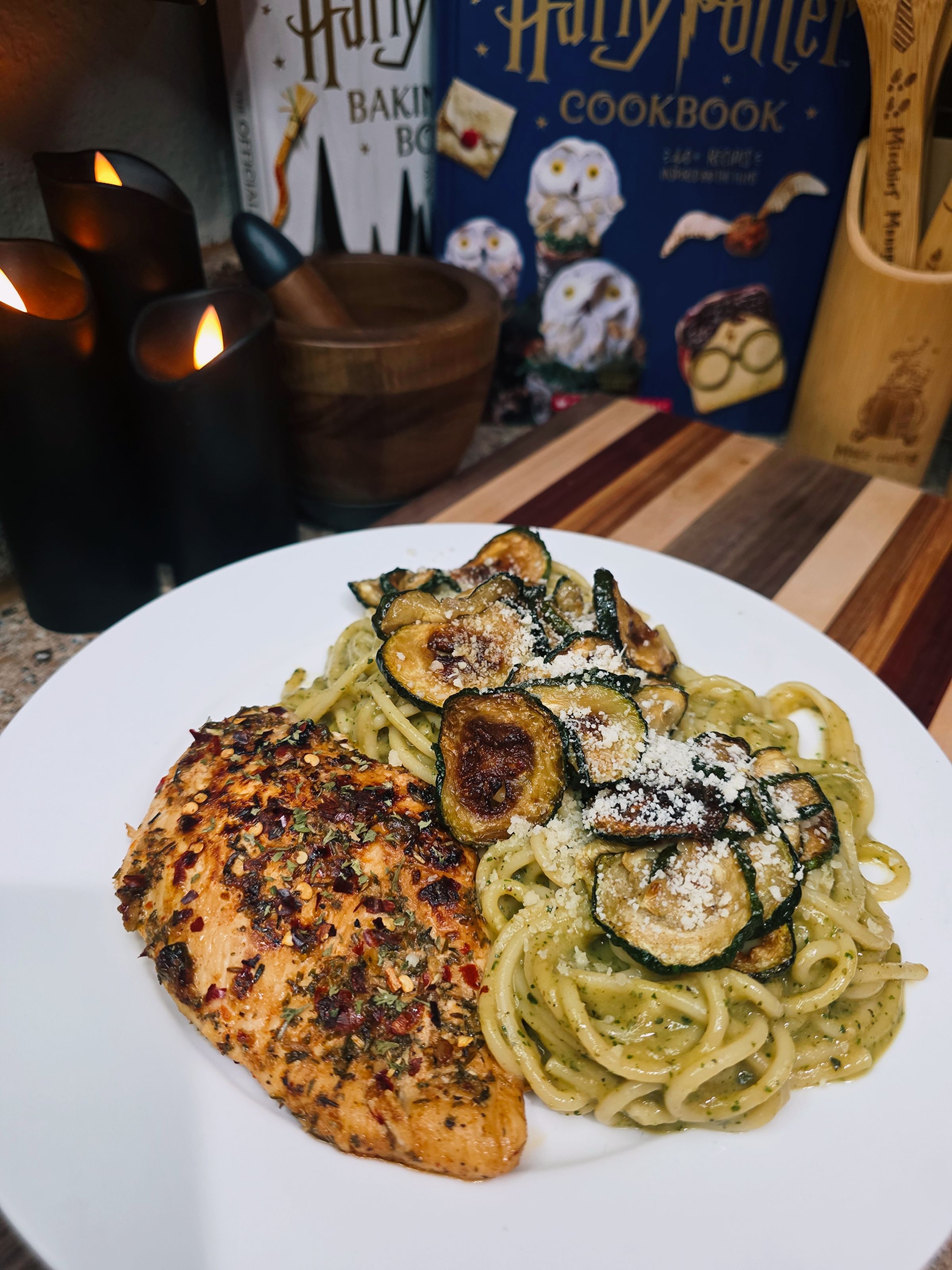 Spaghetti alla Nerano with Lemon Herb Chicken