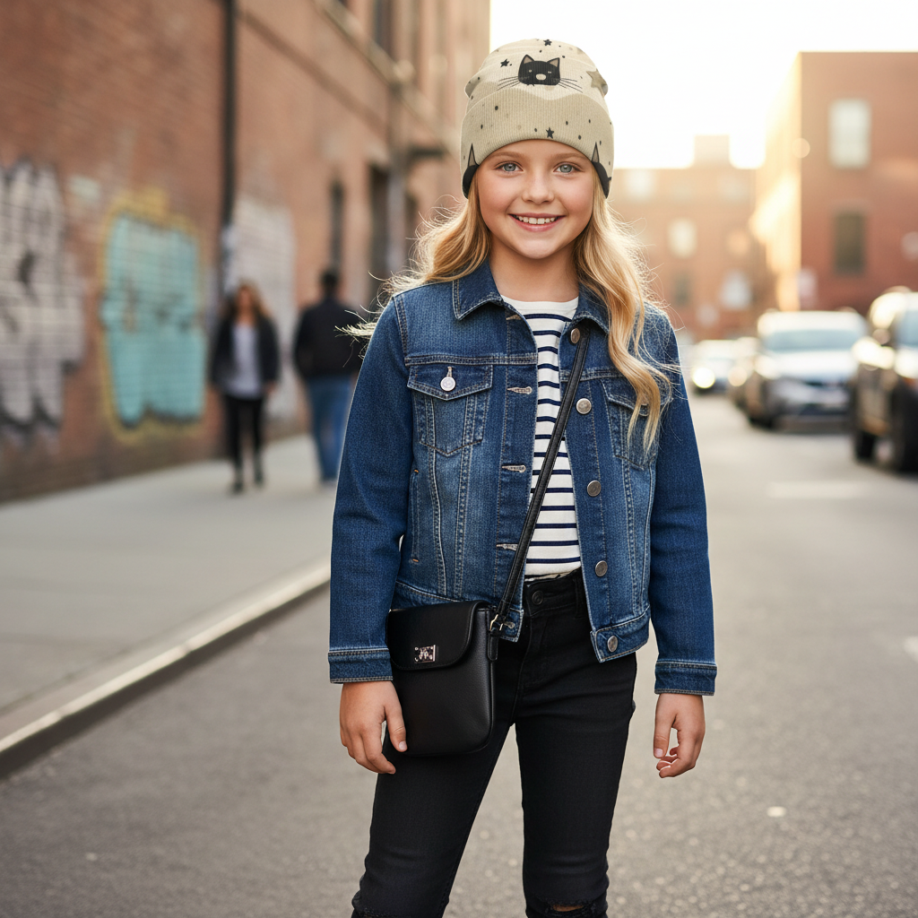 Luxe Double-Sided Knitted Beanie – Charming Black Cat & Starry Night Design