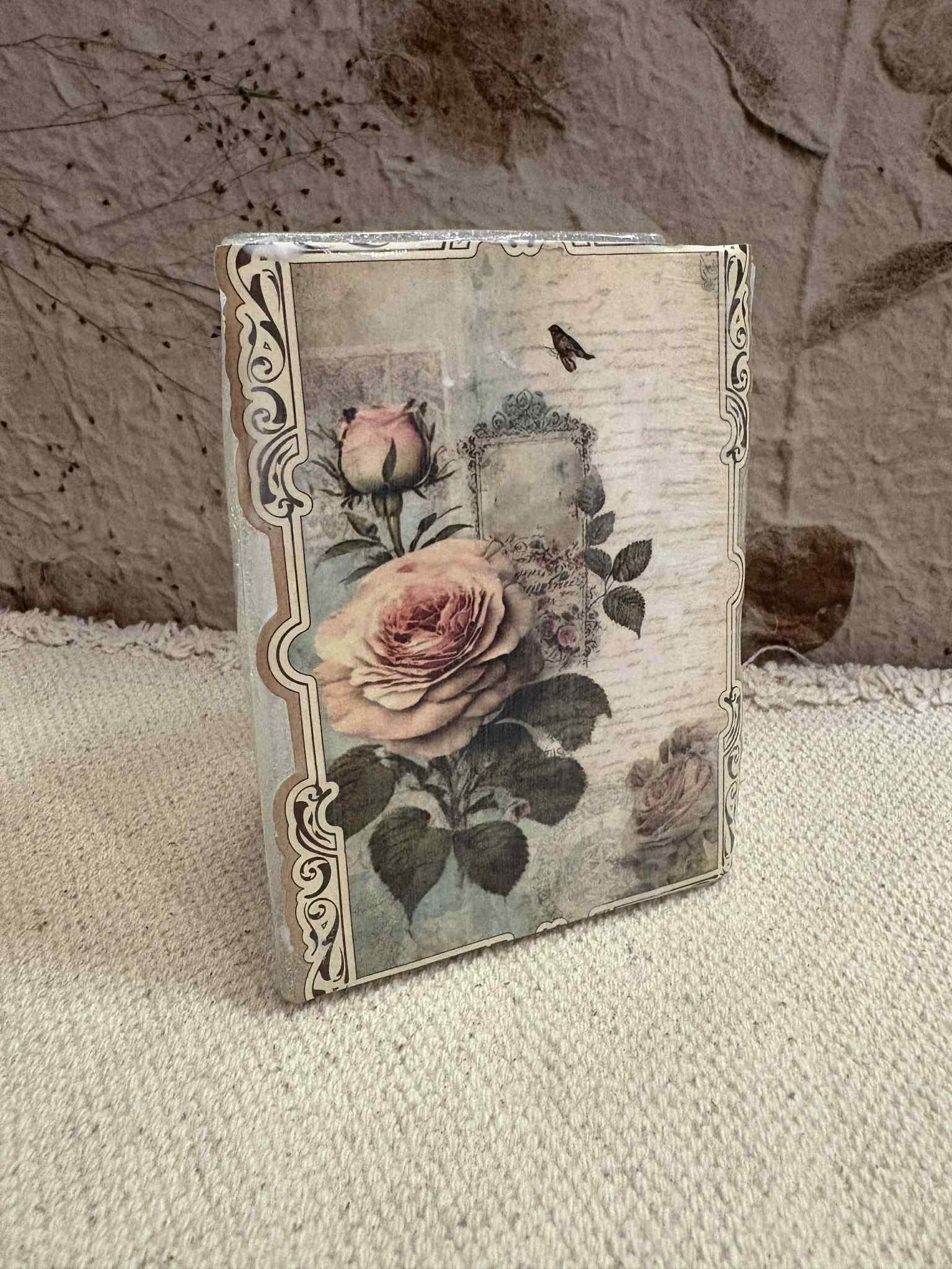 These decorated book trinket boxes feature a beautiful vintage-inspired design and are delicately crafted for both functionality and charm. Customizable and available in a variety of colors, they offer a unique storage solution for $16.00.