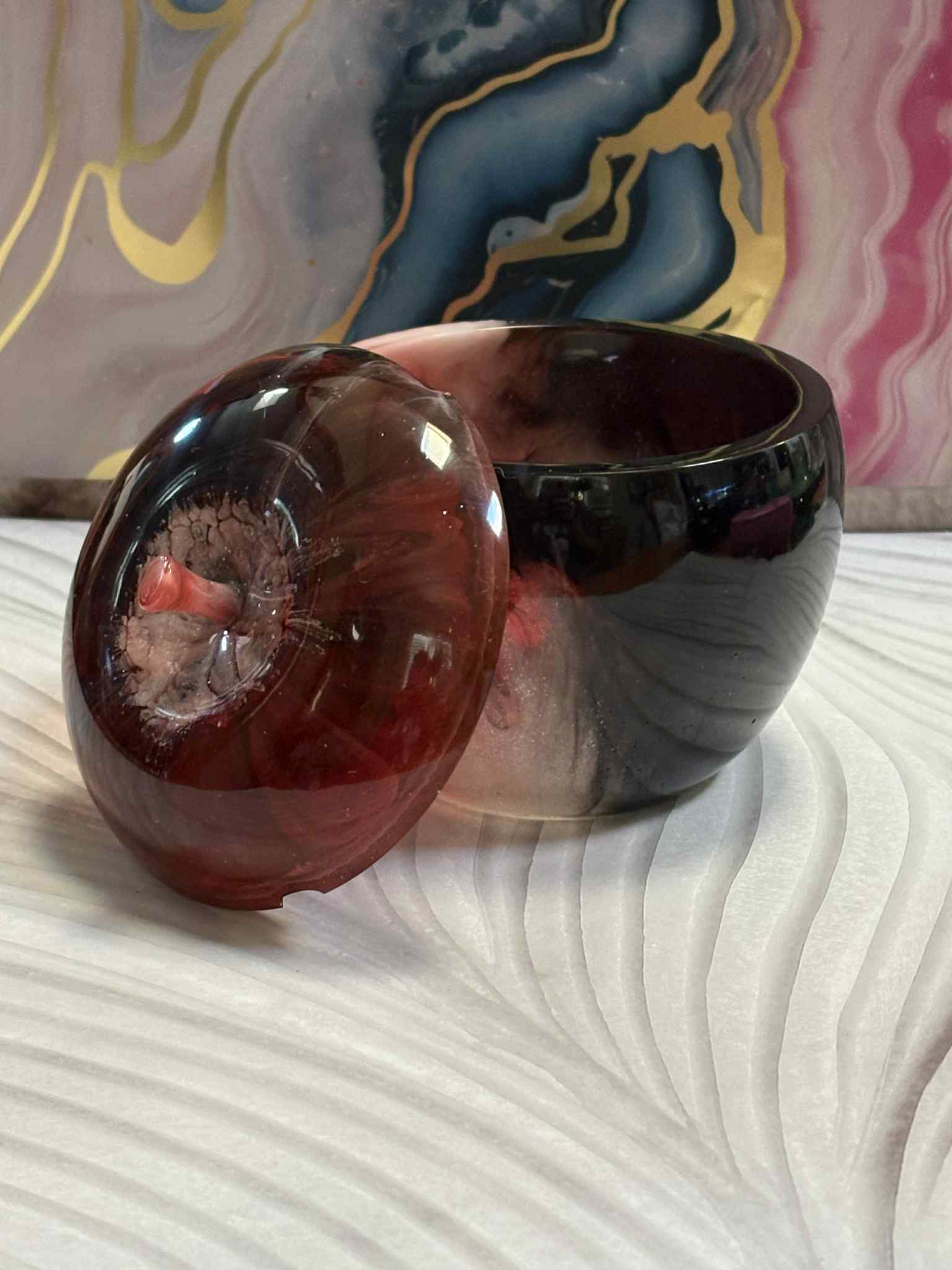 The apple trinket combines a sleek design with premium craftsmanship, making it a stylish addition to any display or a thoughtful gift. Perfect for teachers or Halloween decor, it is customizable to suit your preferences for just $18.00.