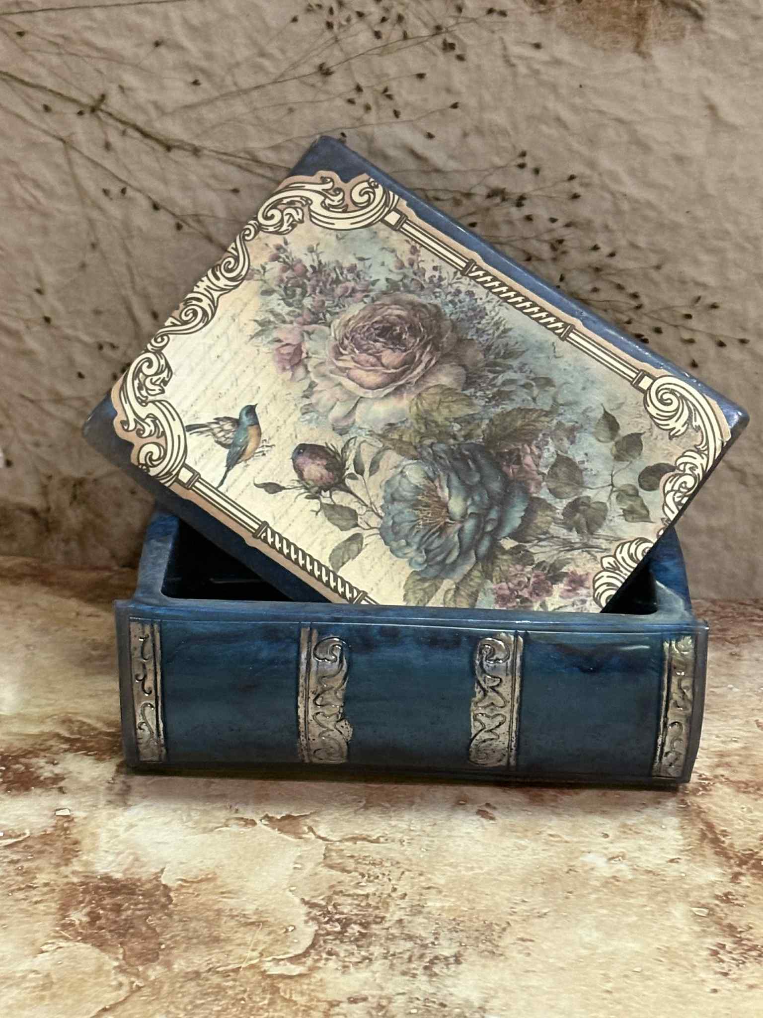 These decorated book trinket boxes feature a beautiful vintage-inspired design and are delicately crafted for both functionality and charm. Customizable and available in a variety of colors, they offer a unique storage solution for $16.00.