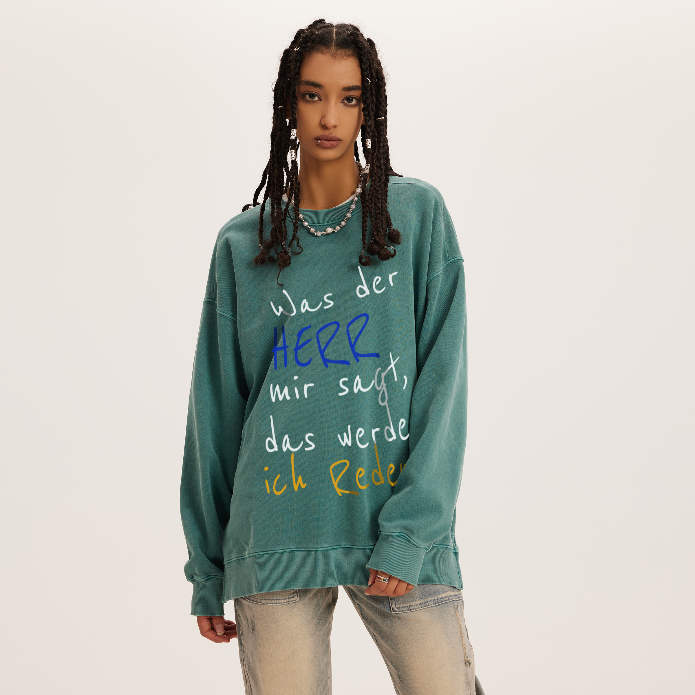 "But Micaiah said, 'As the Lord lives, what the Lord says to me, that I will speak.'" -1 Kings 22:14  Made from 100% heavyweight soft cotton fabric, this unisex high-quality sweatshirt is as comfy as it is stylish. It offers maximum versatility without being generic. The high-low side slit reflects an emphasis on detail and adds a tasteful touch to your casual wear.  Crew neck Drop shoulders High-low side slit Oversized fit Washed effect 100% combed cotton Terry 32 count plain weave Pre-shrunk Washed and easy to fade Fabric weight: 380g/m² Side-seamed construction Binding taped neck and shoulders Ribbed collar, cuffs, and hem  Wash on the reverse side with neutral detergents. Do not soak, expose to the sun, and bleach. Iron, steam, or tumble dry at low temperature(max 30℃ or 90℉).