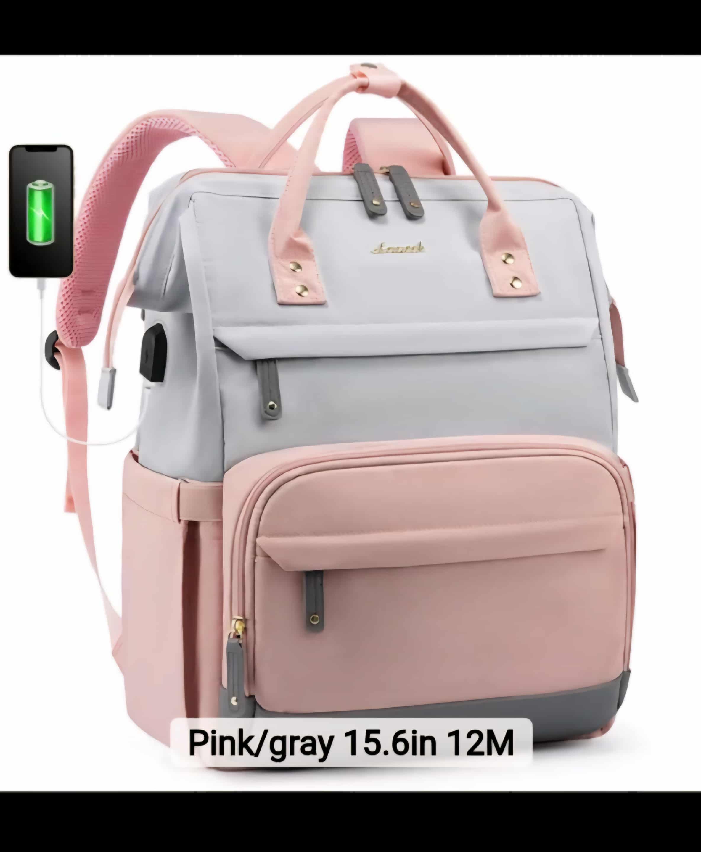 Travel Backpack/Handbag Pink/Gray