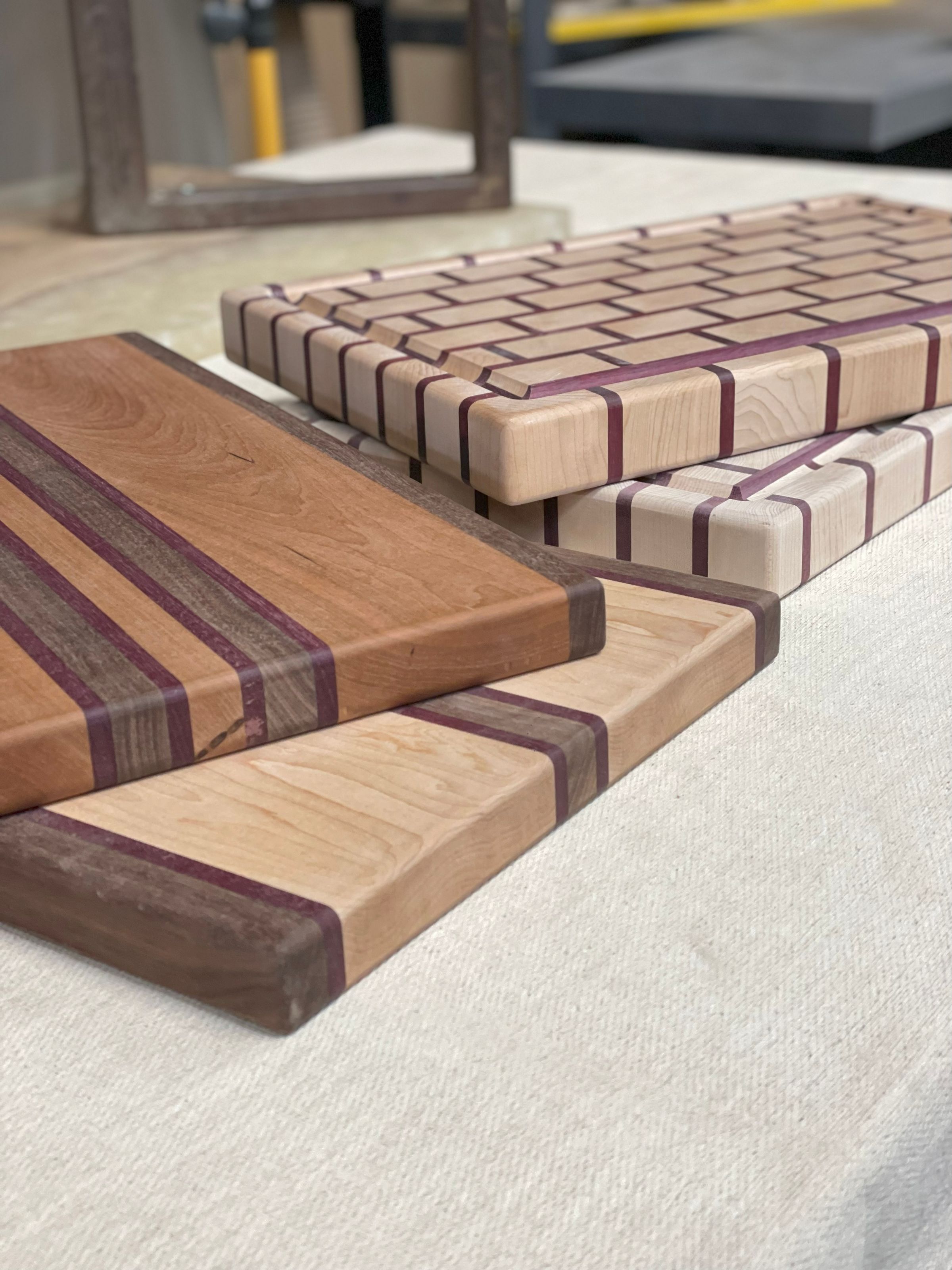 Ash and Walnut with a Purple Heart in a Striped Pattern 495x325x30