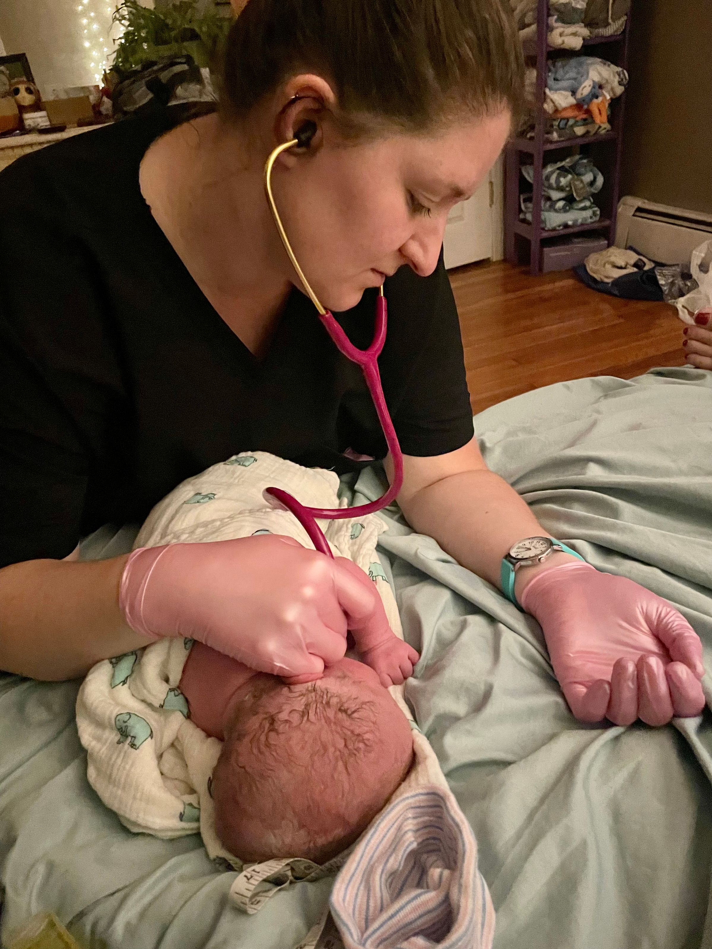 Katherine S. with a newborn 