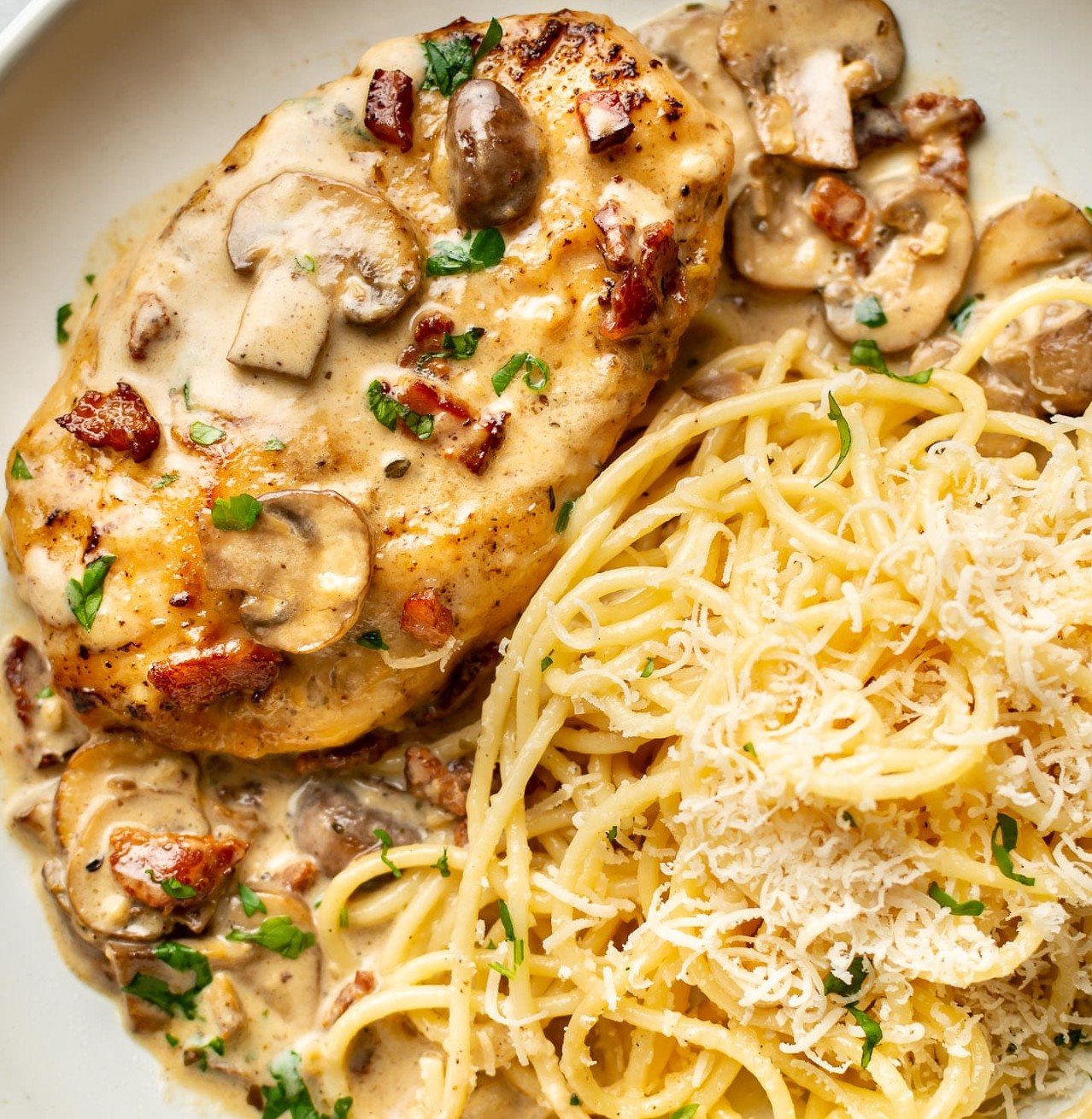 Creamy Riesling Chicken w/Angel Hair Pasta ($10-45)
