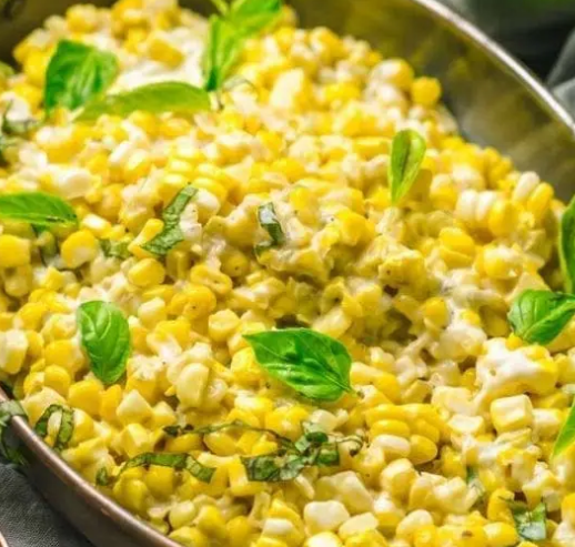 Creamed Corn with Basil ($3 per serving)