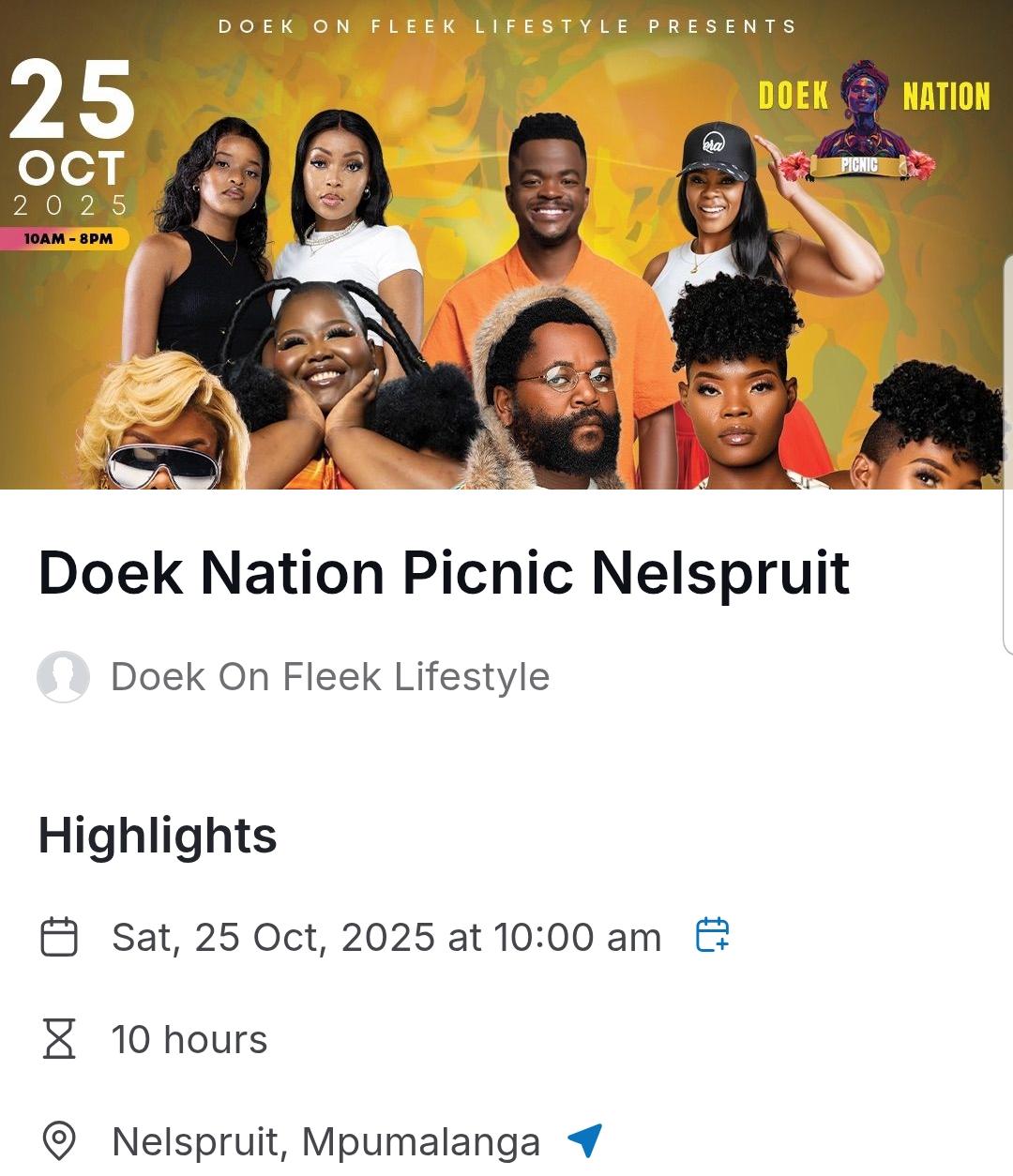 Doek Nation Picnic Nelspruit