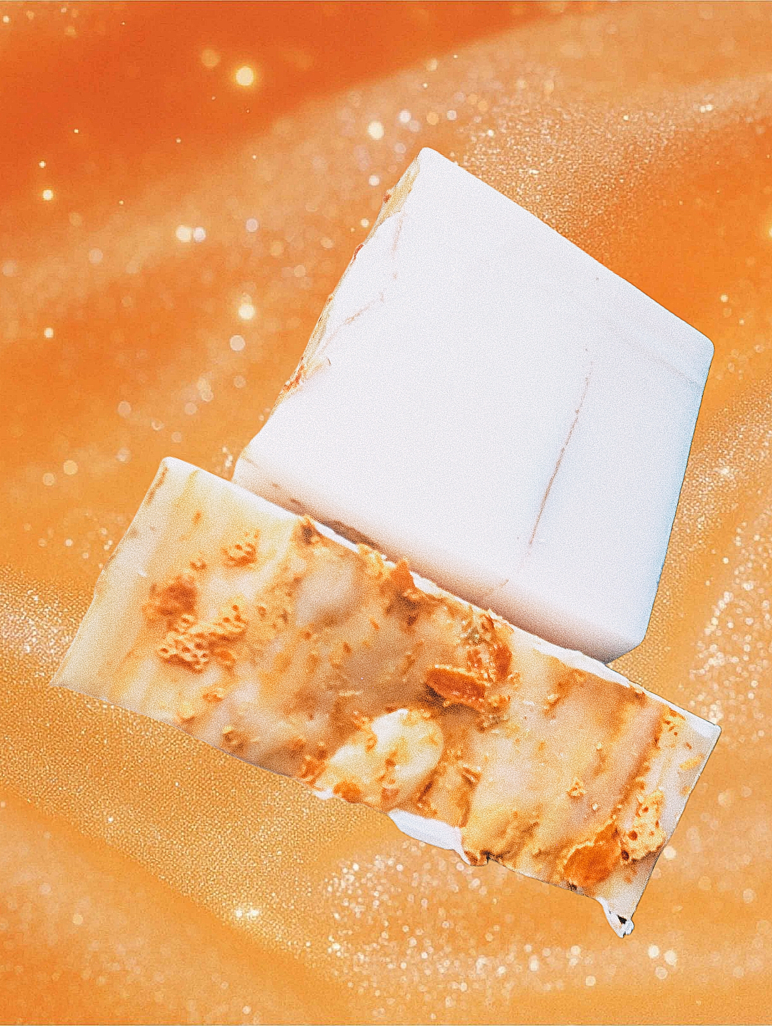 Bright notes of Pink Grapefruit with orange peel dusted top, this soap will feel as fancy as it looks