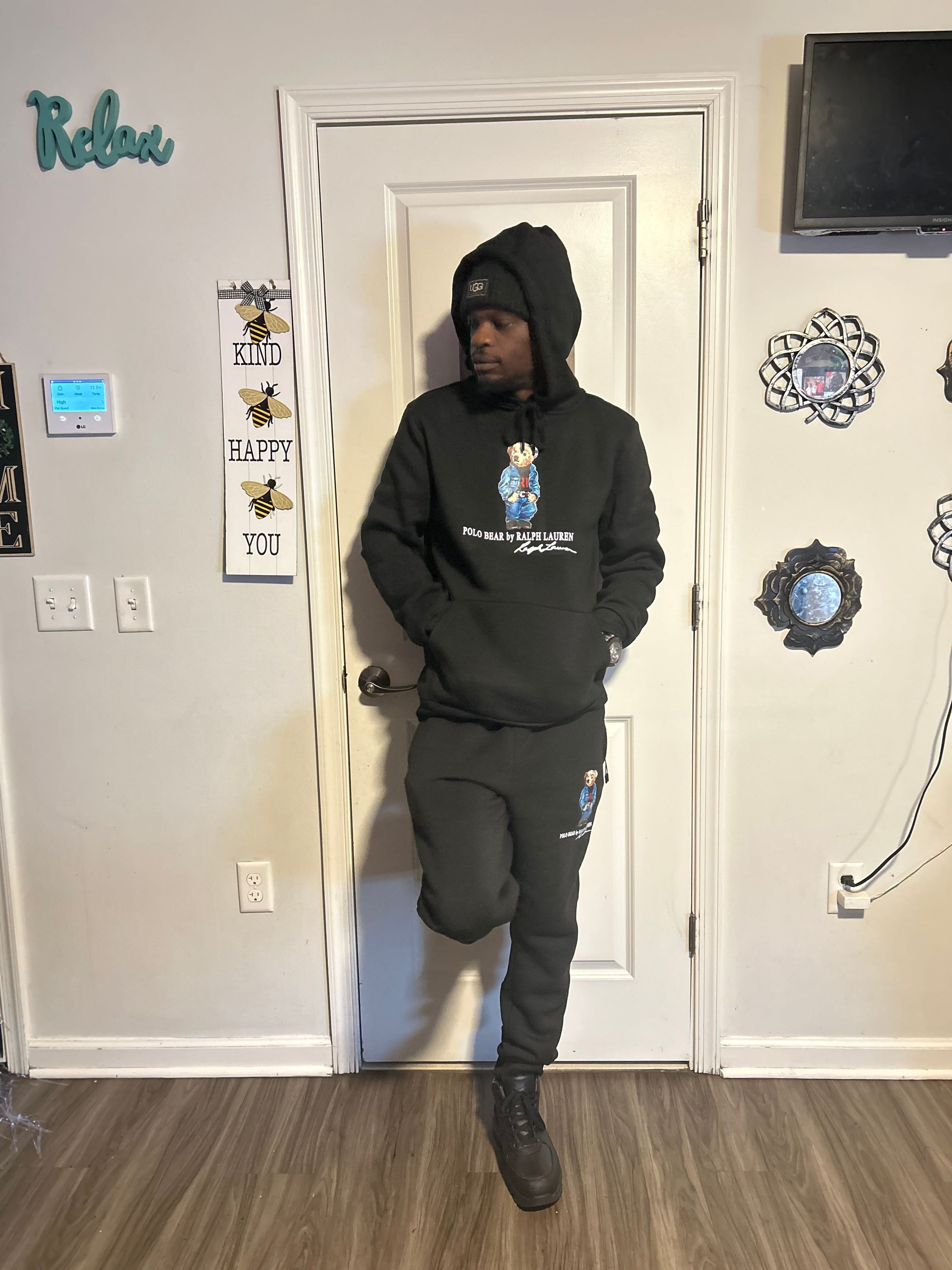 Murk Daddy Polo Ralph Lauren Sweatsuit Black Ugg Hat Black Nike ACG