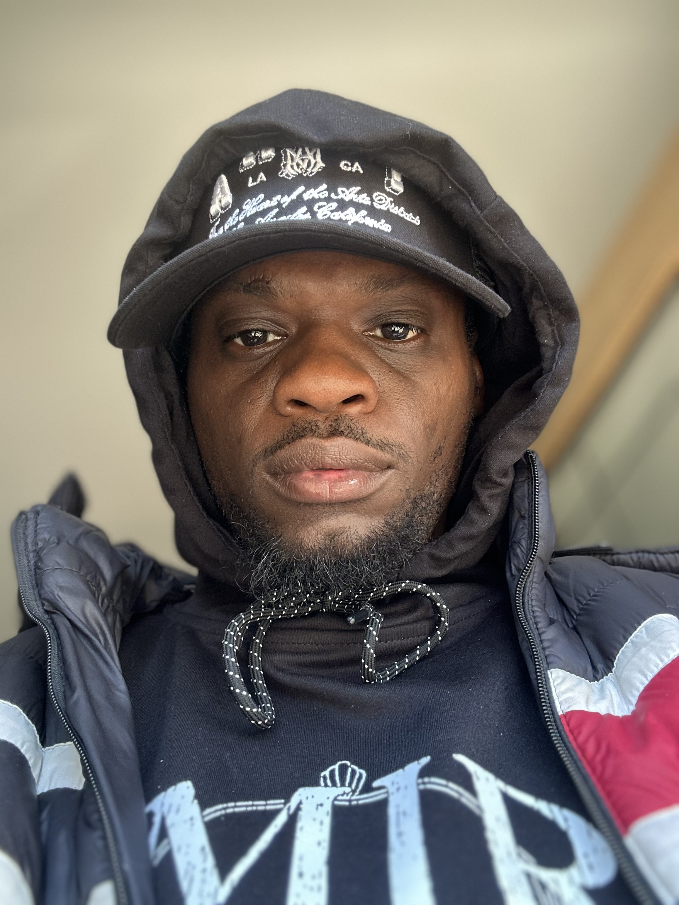 Murk Daddy MONCLER Bubble Puffer Black/Red/White Amiri Sweatsuit Black Amiri Hat Black