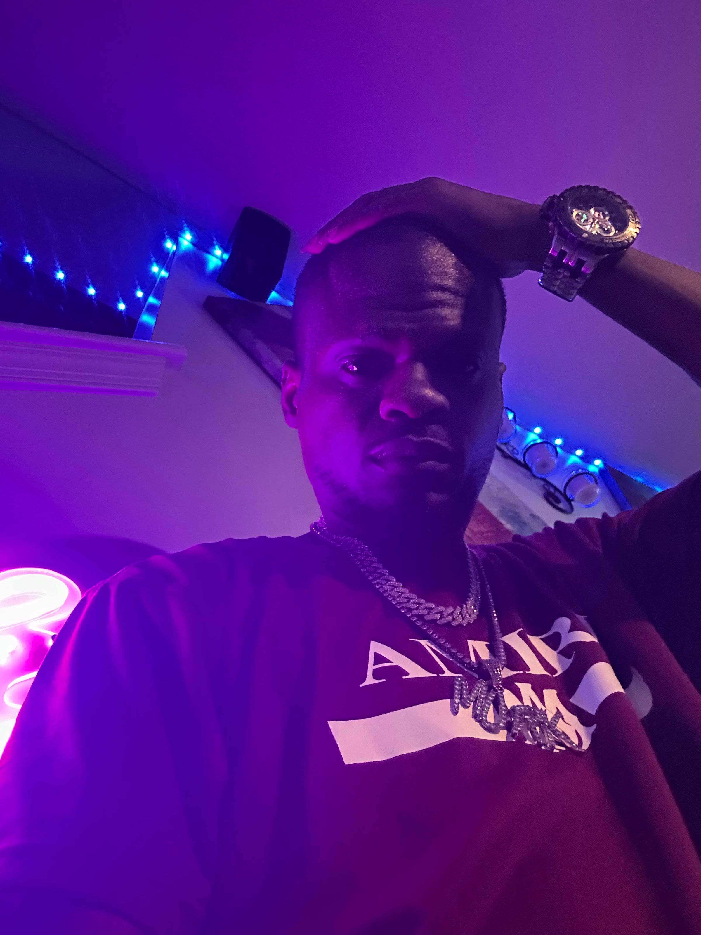 Murk Daddy Amiri Shirt Burgundy Invicta Watch 1 of 1 Cuban Tennis Chain Murk Pendant Rose Gold