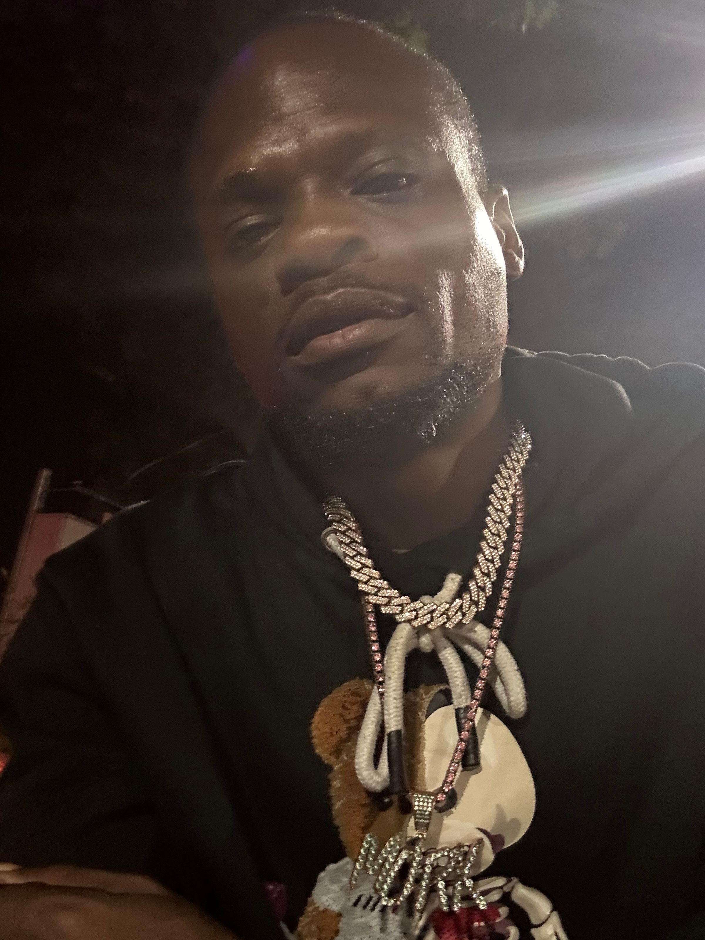 Murk Daddy Designer Bear Hoodie Black Cuban Tennis Chain Murk Pendant Rose Gold