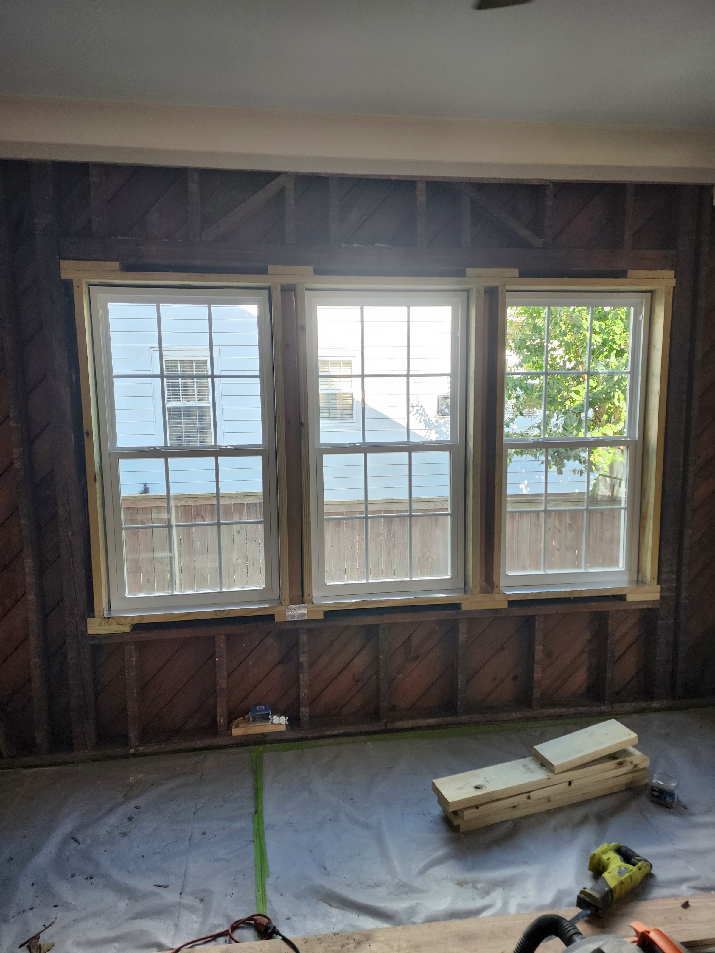 complete demolition and remodeling of windows and walls