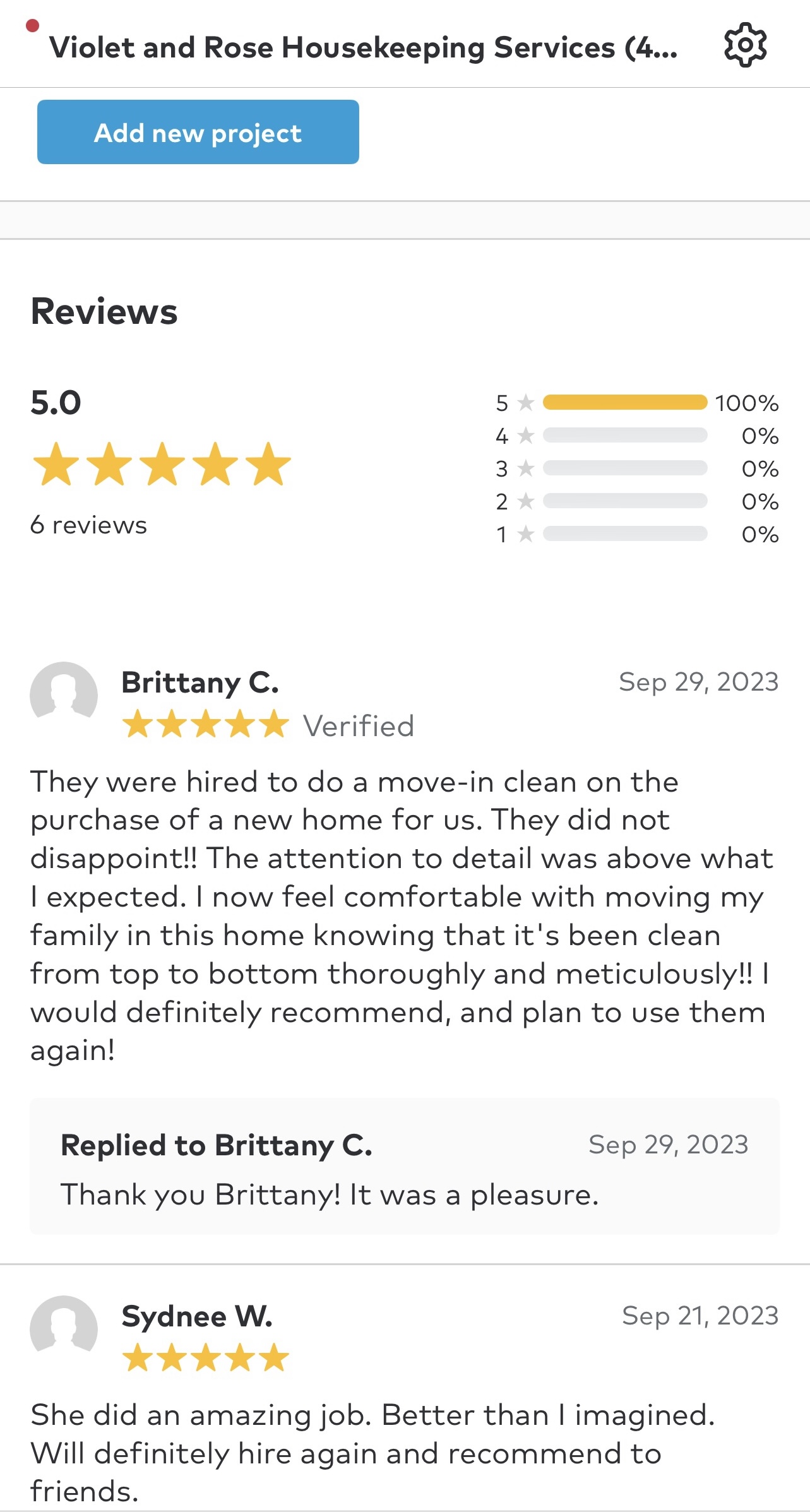 Violet and Rose Housekeeping Services's image