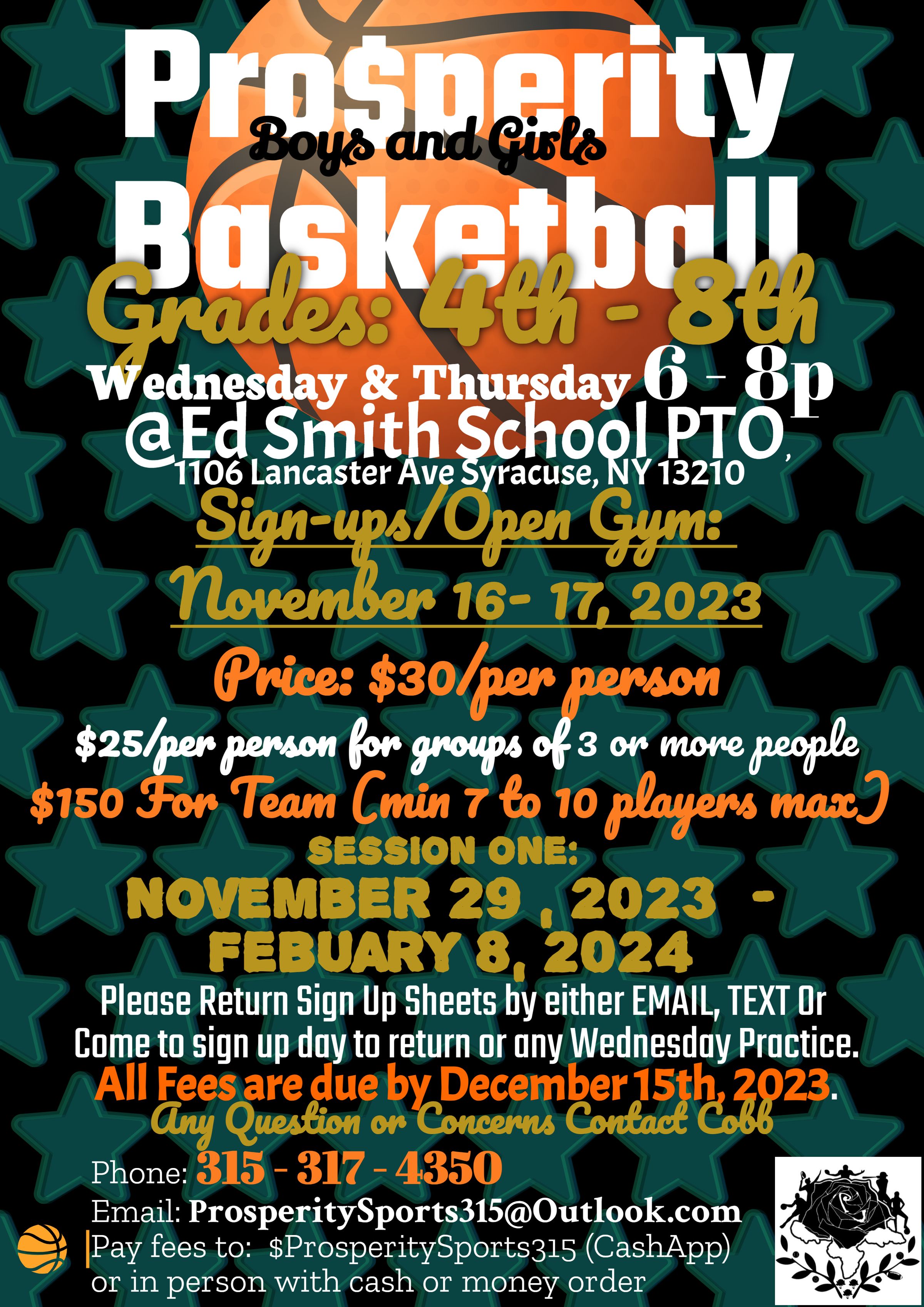 2023 Pro$perity Basketball Season Flyer 1st Session