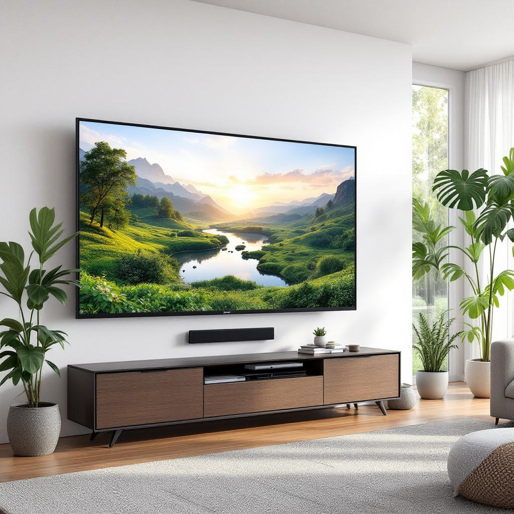 Mounted TV with hidden cables installed by NowTech Pro, Homestead FL.