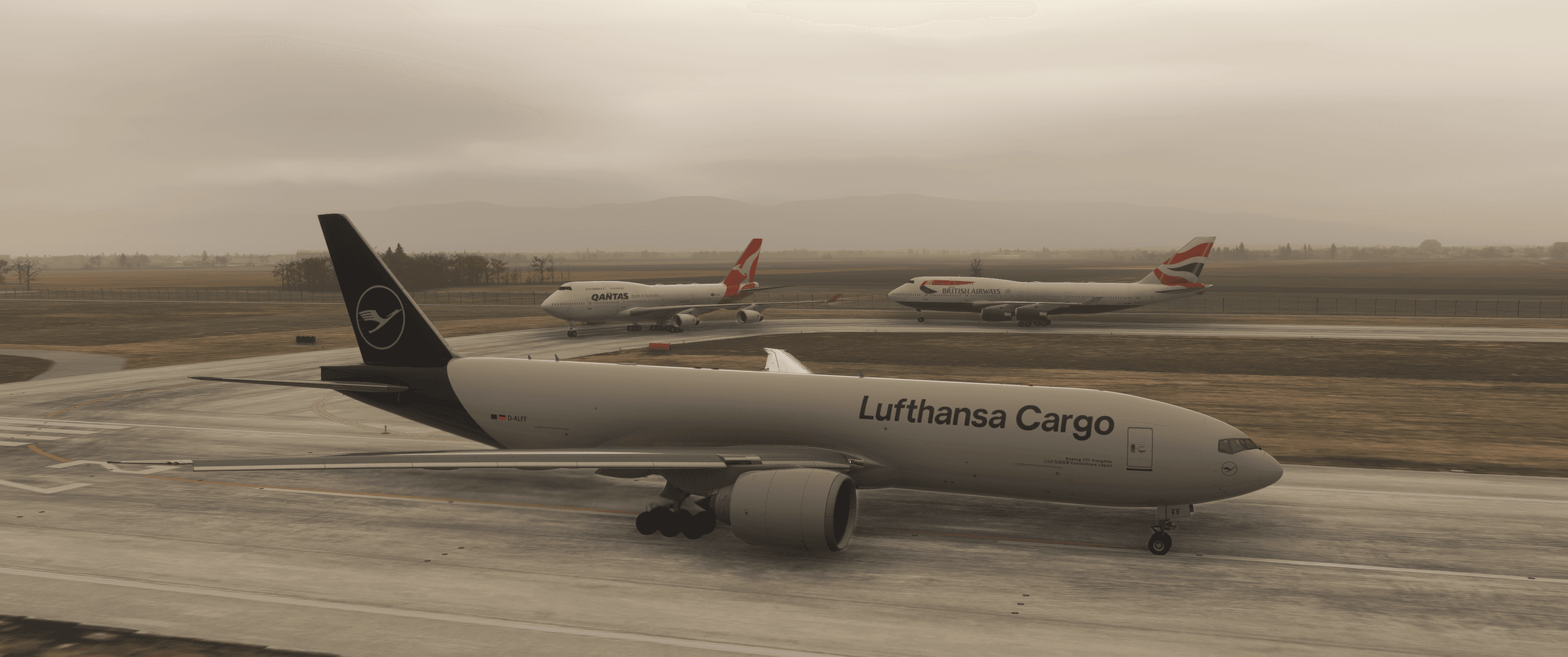 Thats us behind the Qantas 747, Pic taken by our friend CptGamble whos flying the Lufthansa Cargo B777