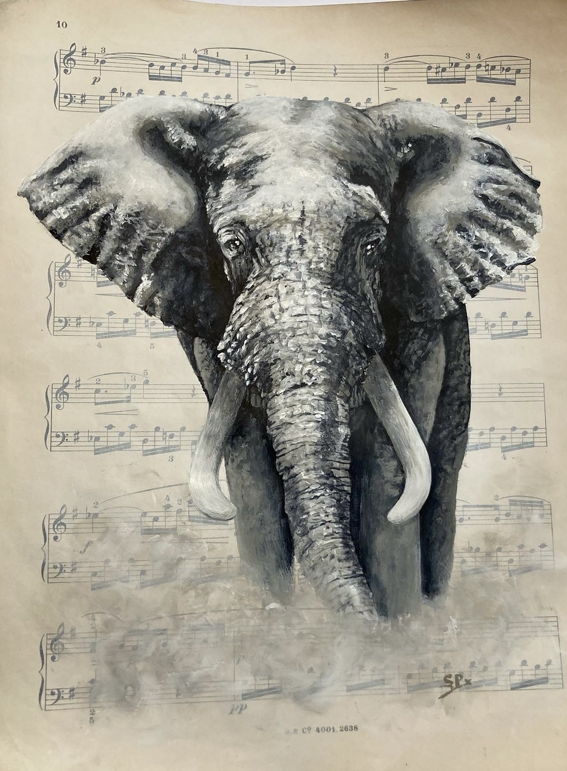 Acrylic on treated, vintage music.