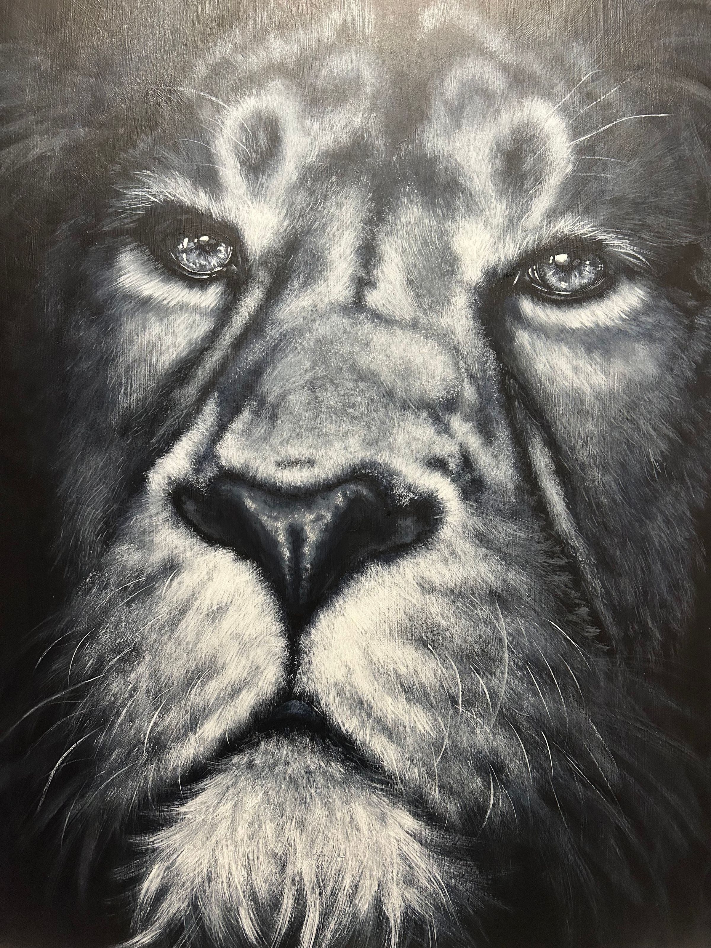 Acrylic on wodden panel, holding a space in a cat based exhibition.