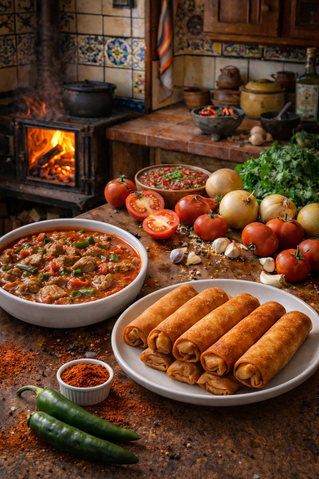 Green Chile, Rellenos. Salsa