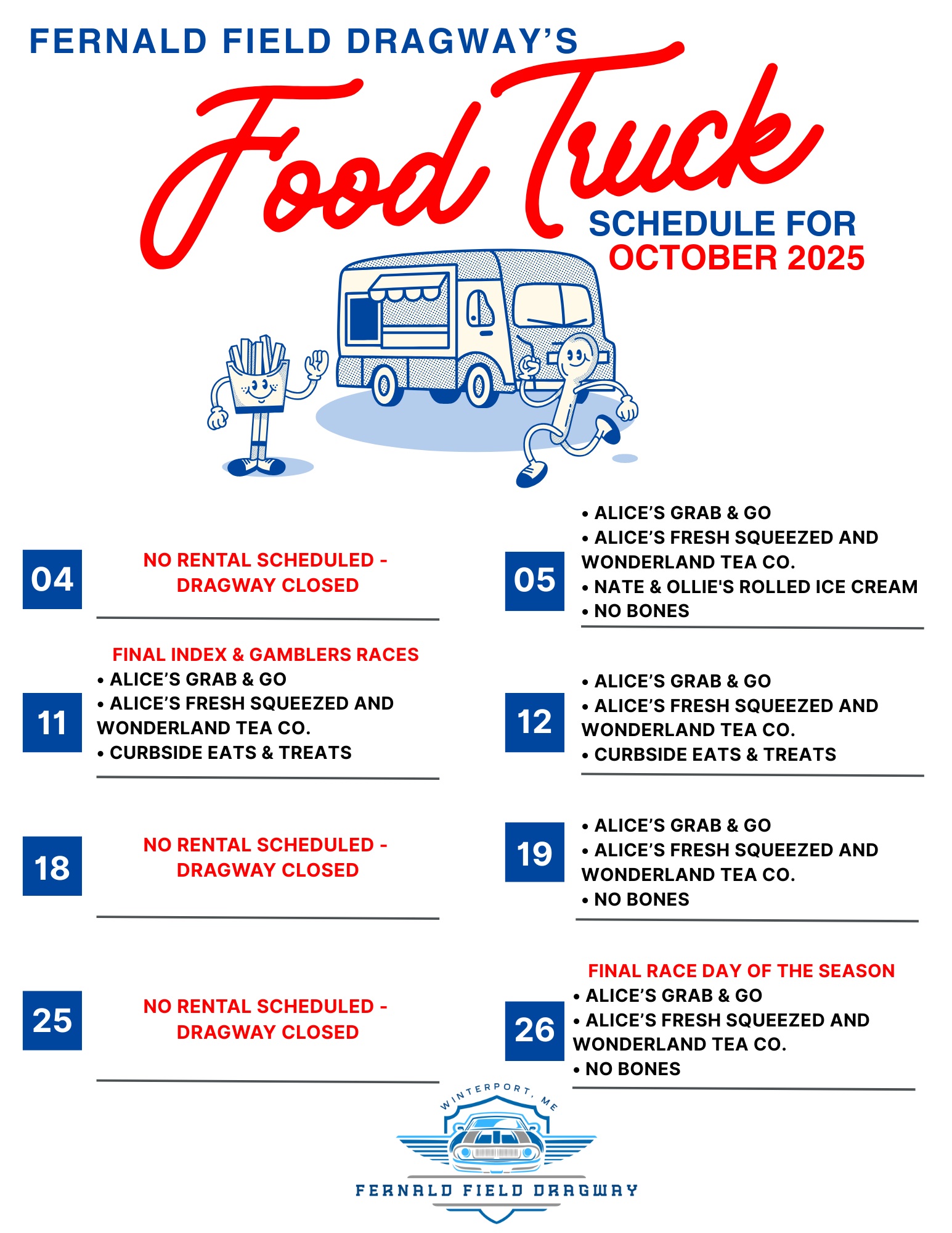 August 2025 FFD Food Truck Schedule